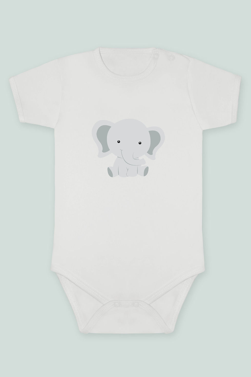 Sevimli Hayvanlar 3 Fil Baskılı Kısa kollu Body Zıbın Badi