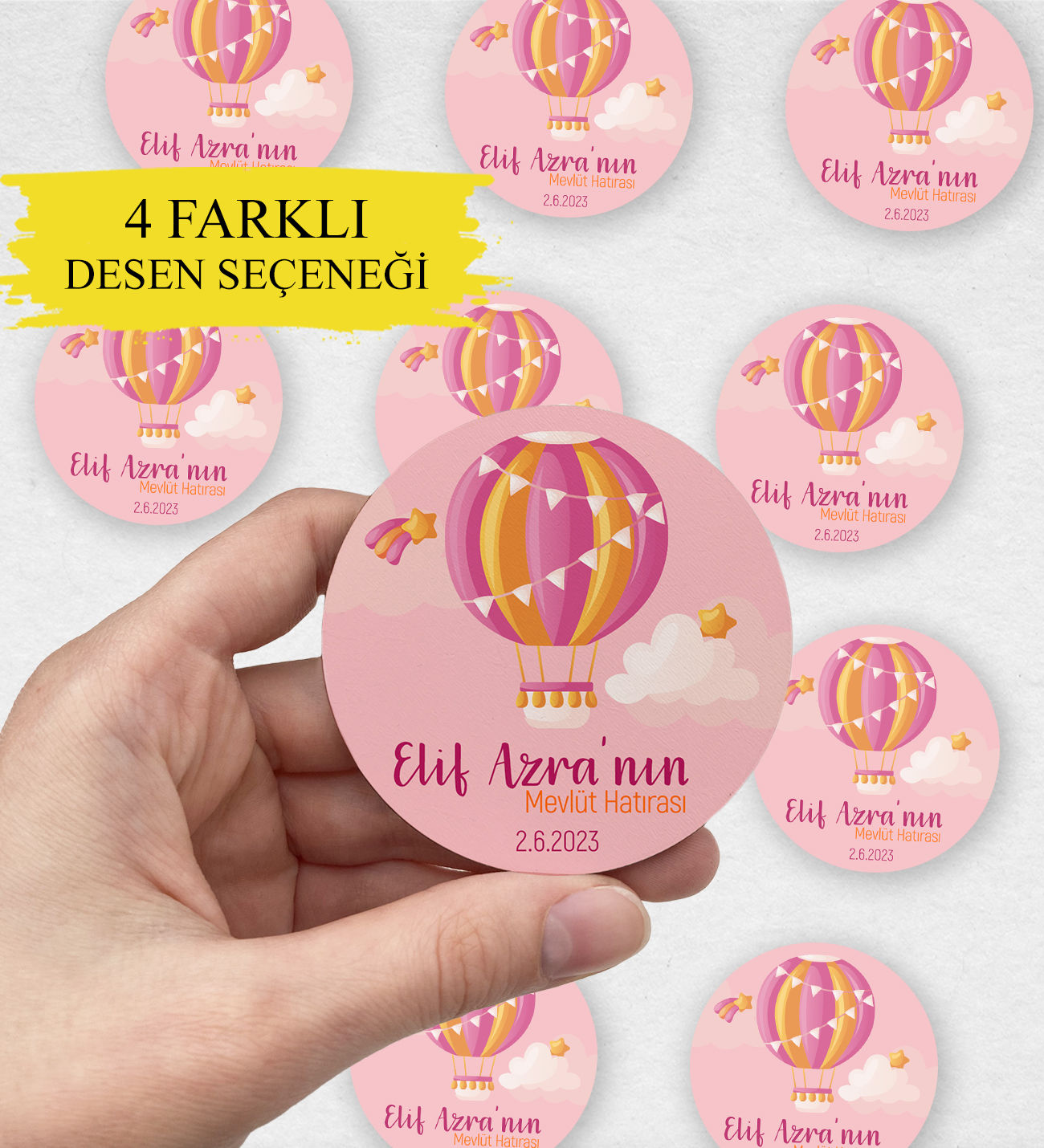 Kişiye Özel Kendin Tasarla İsimli Mevlüt Hediyelik Doğum Günü Ahşap Magnet