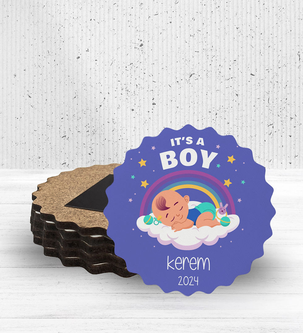 Küçük resim: Kişiye Özel İsimli Baby Shower Hoşgeldin Bebek Hediyelik Magneti Ahşap Magnet