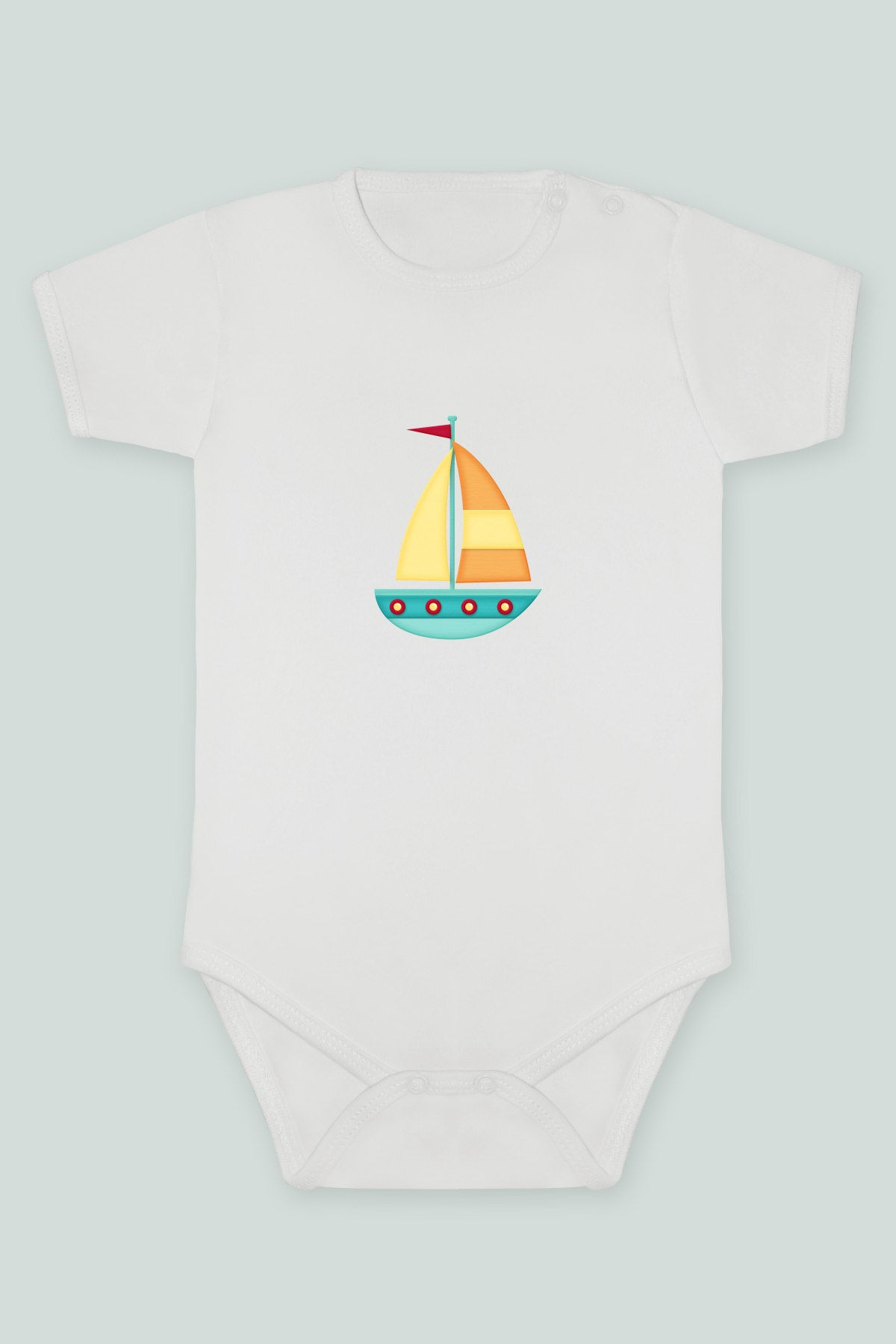 Denizci 16 Gemi Tekne Baskılı Kısa kollu Body Zıbın Badi