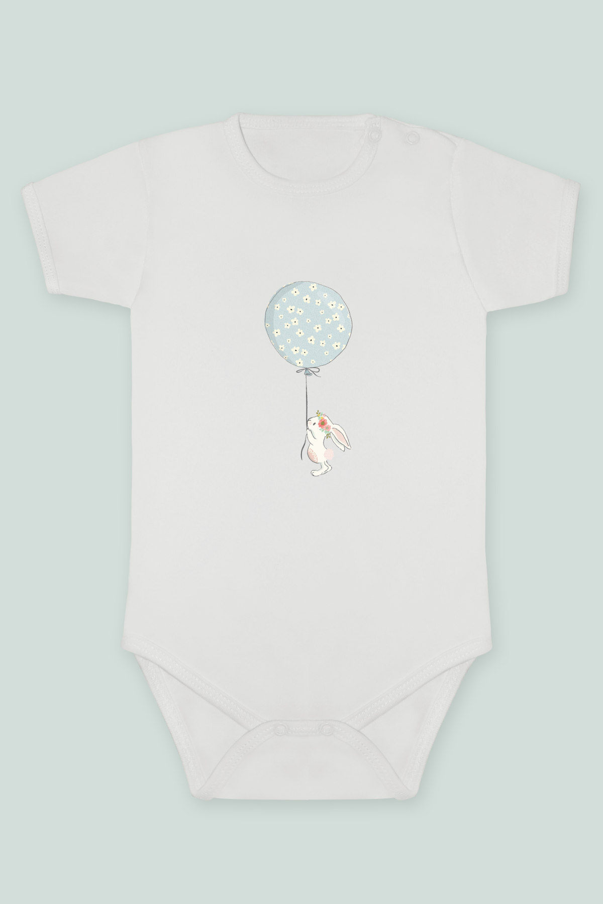 Fil ve Tavşan 14 Baskılı Kısa kollu Body Zıbın Badi