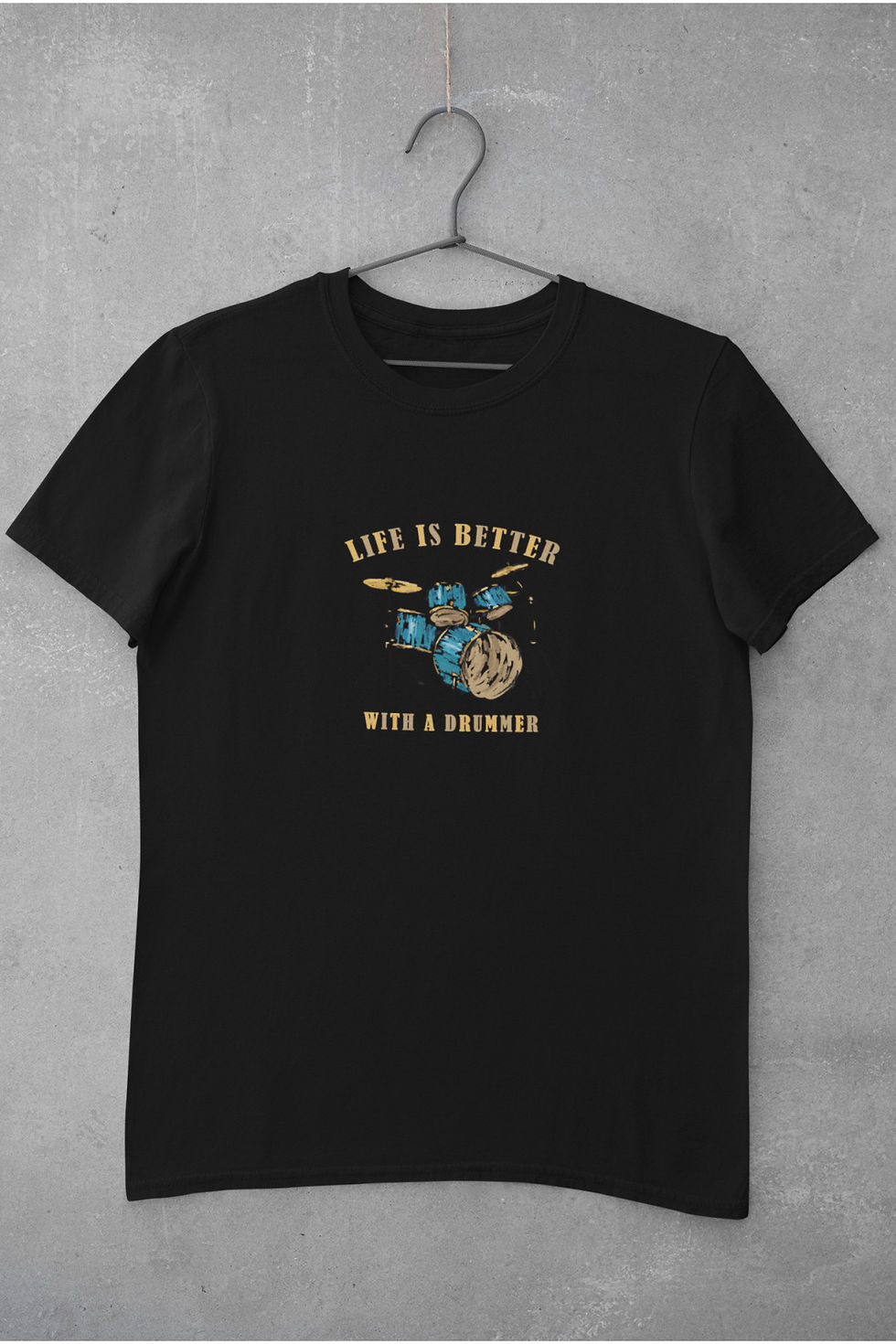 Bateri Enstrüman ve Yazı Baskılı Tişört Kadın %100 Pamuk