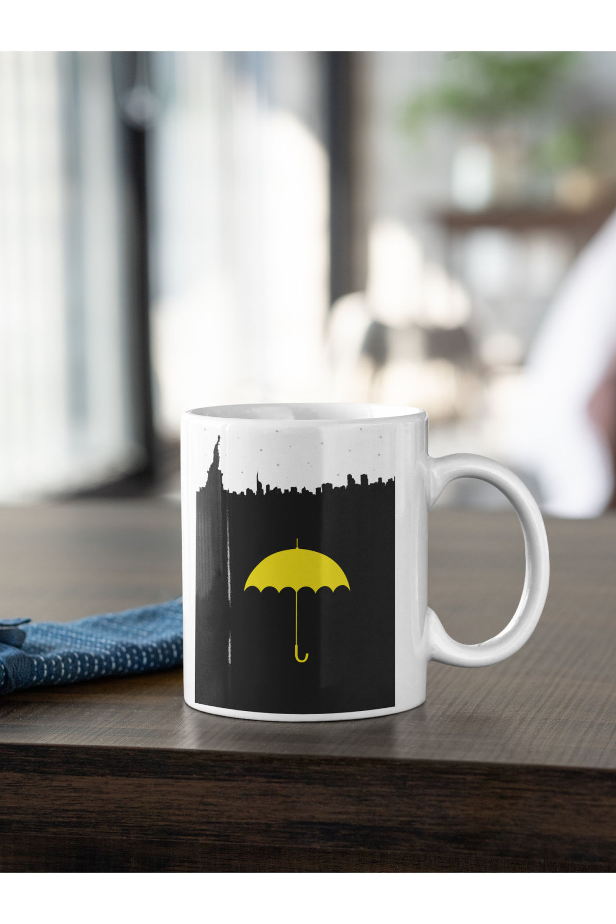 How I Met Your Mother Sarı Şemsiye Baskılı Kupa Beyaz Porselen Mug