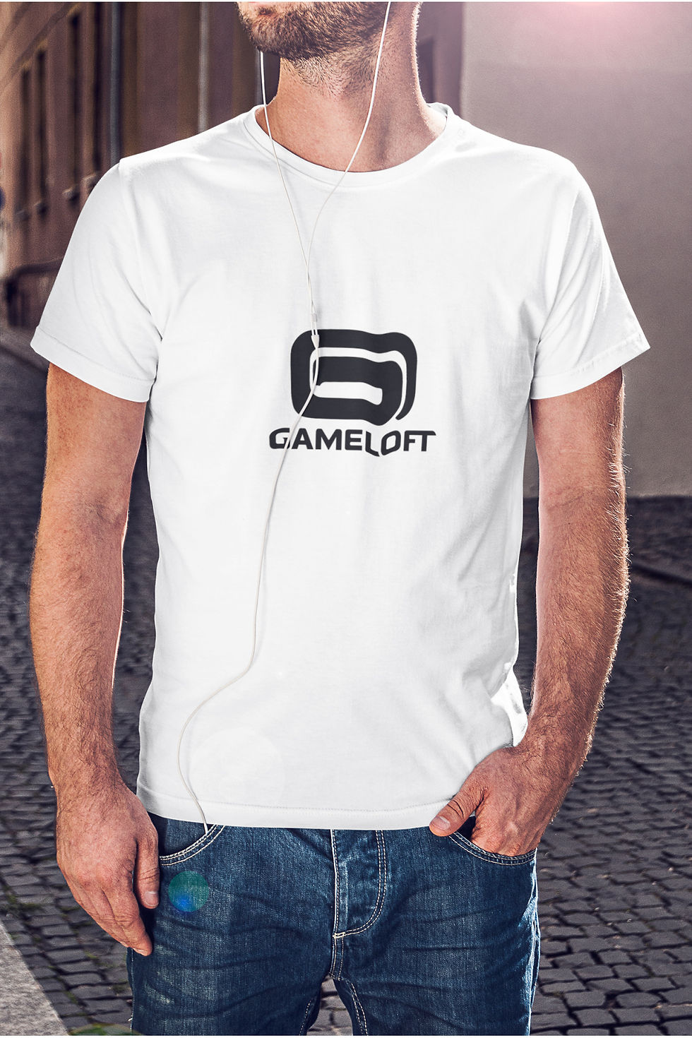Küçük resim: Gameloft Logo Baskılı Tişört Erkek %100 Pamuk
