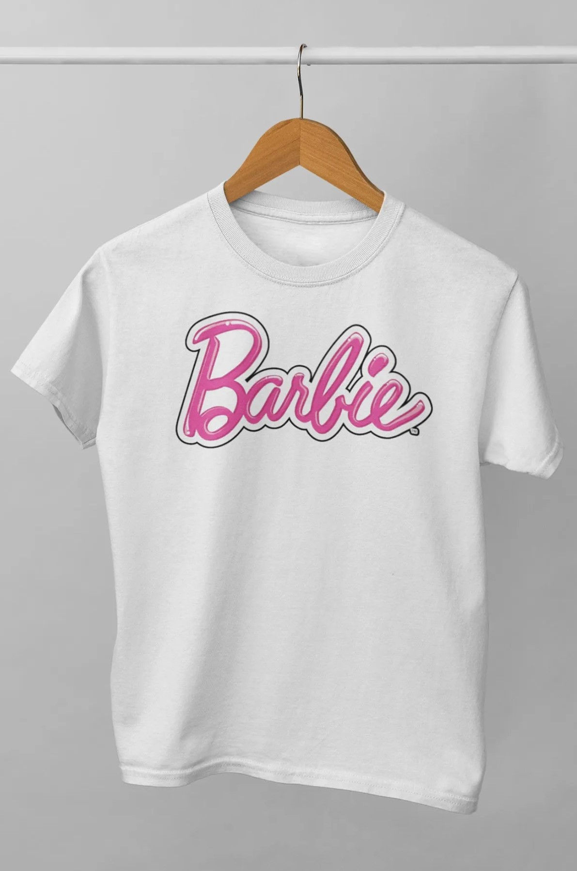 Barbie Yazılı Baskılı Tişört Kadın %100 Pamuk