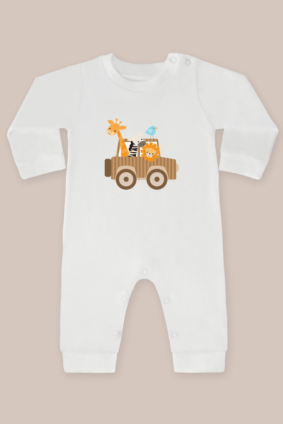 Sevimli Hayvanlar 10 Baskılı Uzun Kollu Tulum