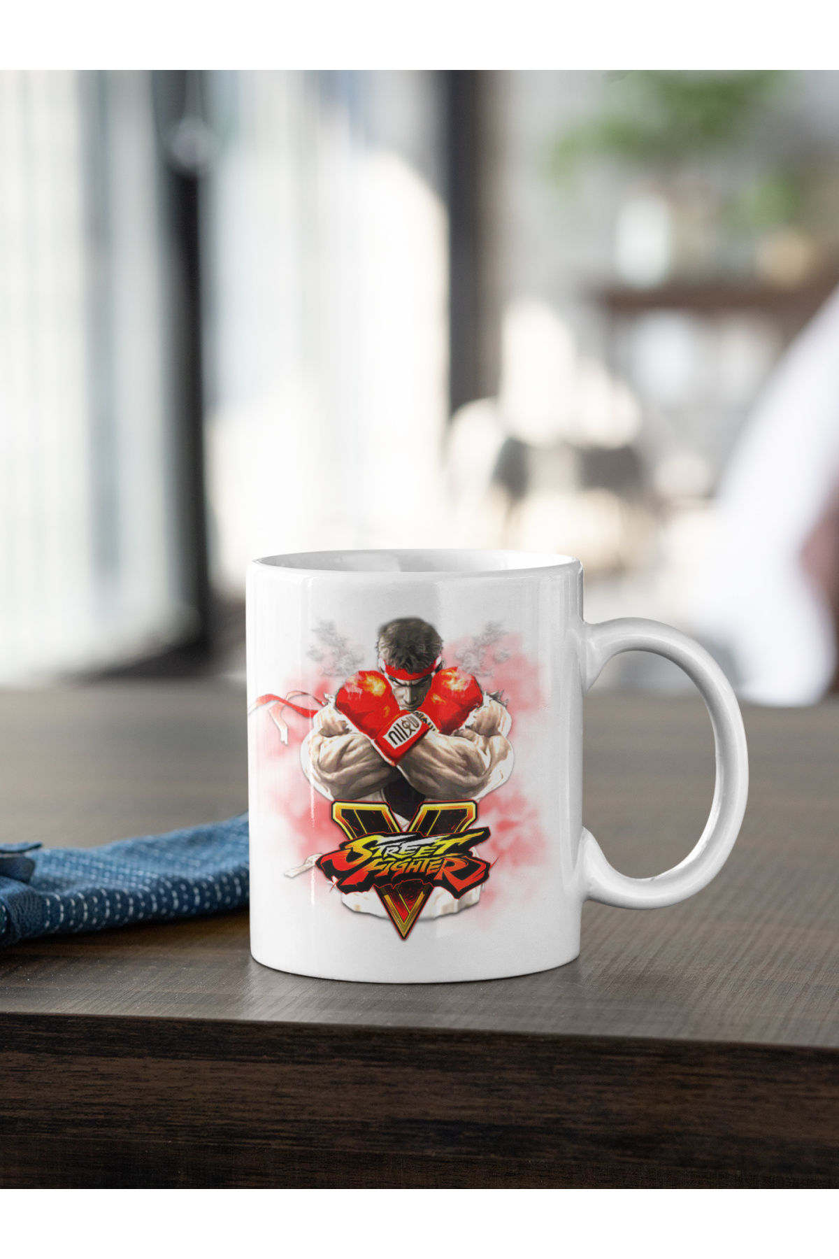 Street Fighter Ryu Hoshi Karakteri 4 Baskılı Kupa Beyaz Porselen Mug