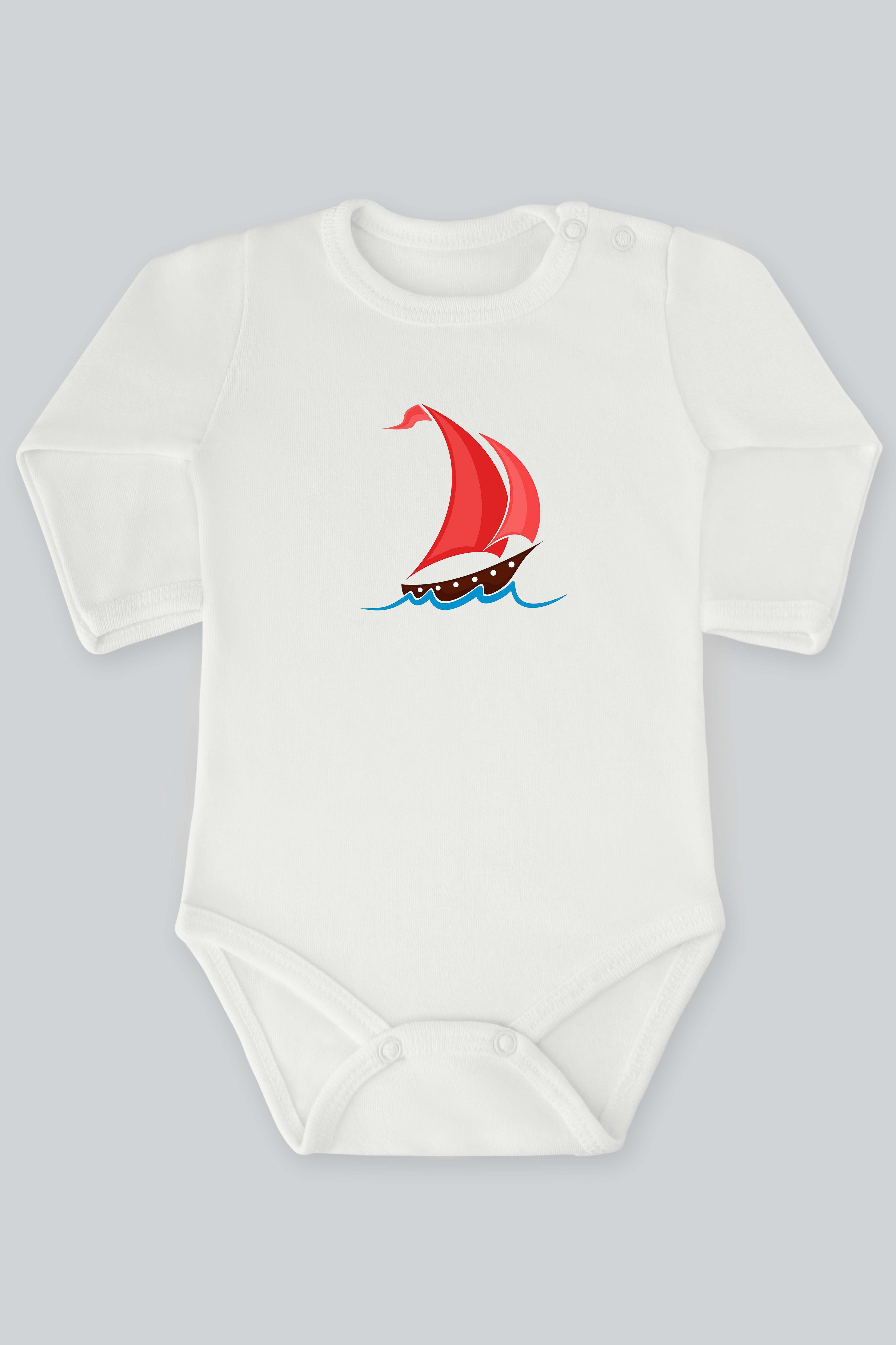 Denizcilik 18 Gemi Tekne Deniz Baskılı Bebek Çıt çıtlı Zıbın Badi %100 Pamuk