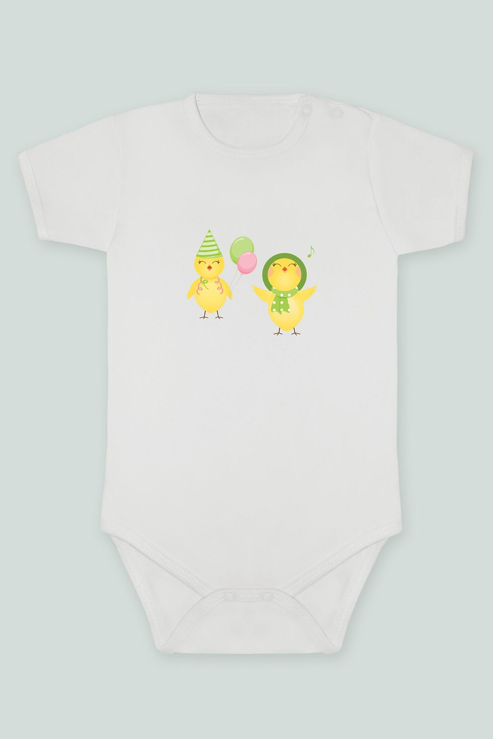 Sevimli Civcivler 10 Baskılı Kısa kollu Body Zıbın Badi