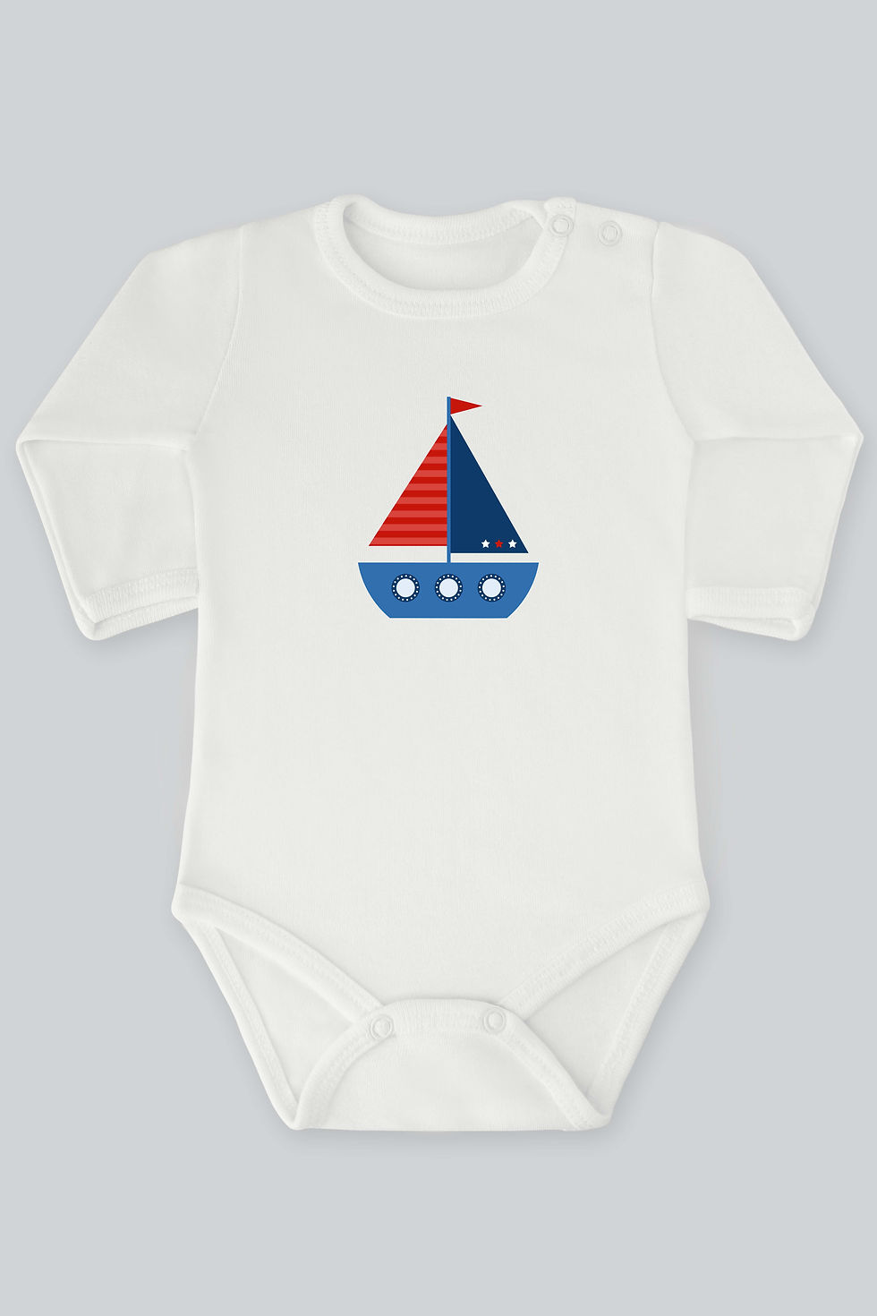 Denizcilik 9 Yelkenli Gemi Baskılı Bebek Çıt çıtlı Zıbın Badi %100 Pamuk