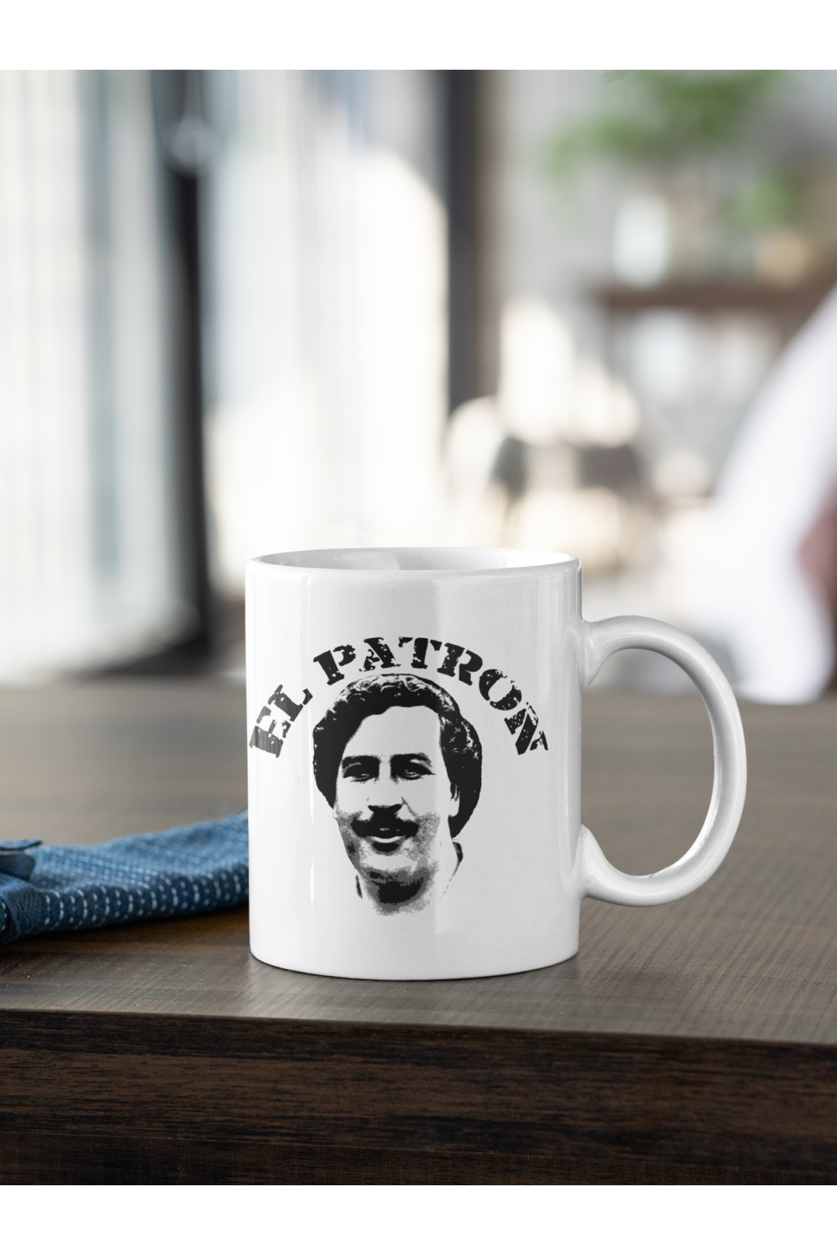 El Patron Pablo Escobar Siyah Beyaz Baskılı Kupa Beyaz Porselen Mug