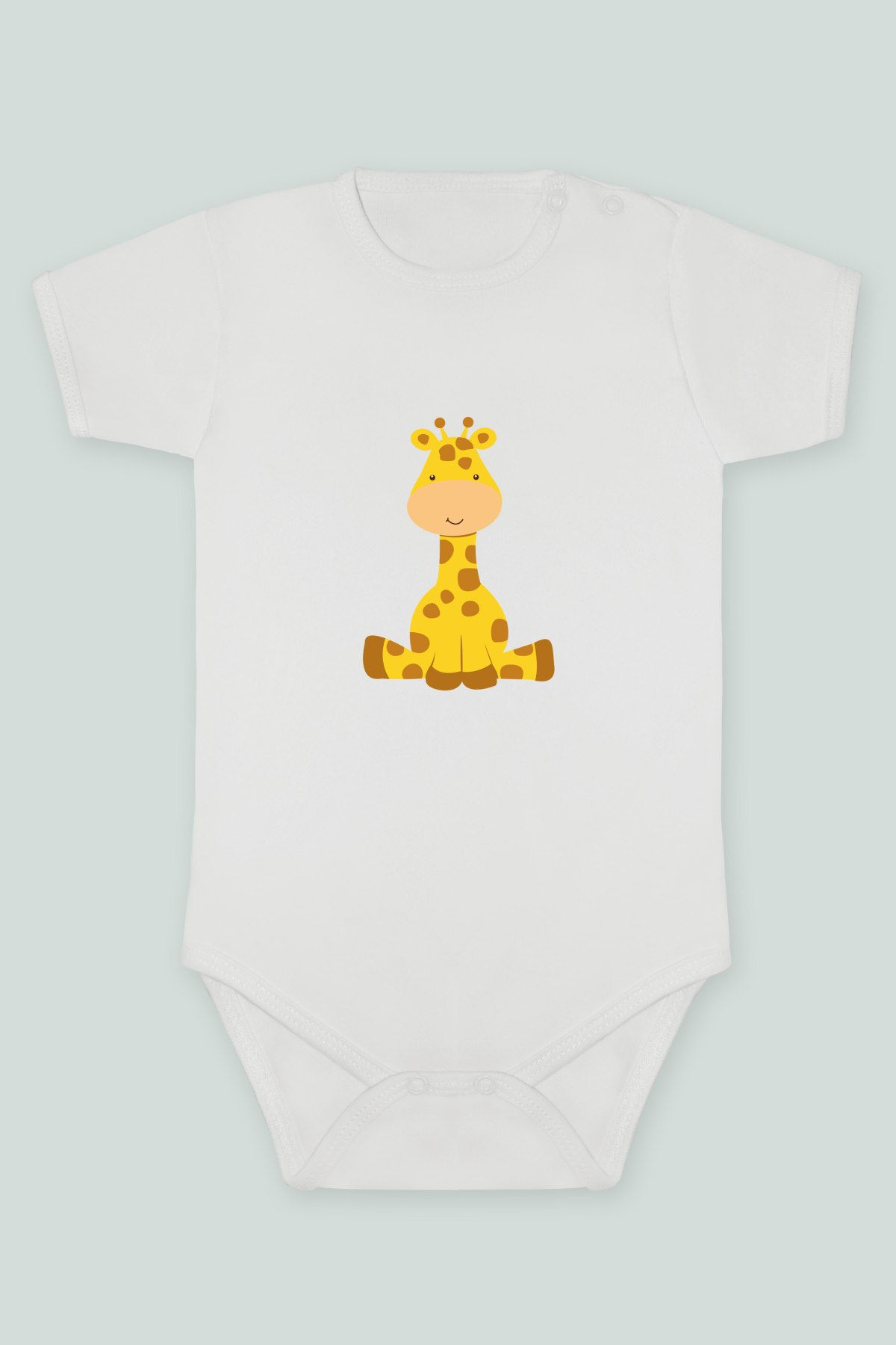 Sevimli Hayvanlar 47 Zürafa Baskılı Kısa kollu Body Zıbın Badi