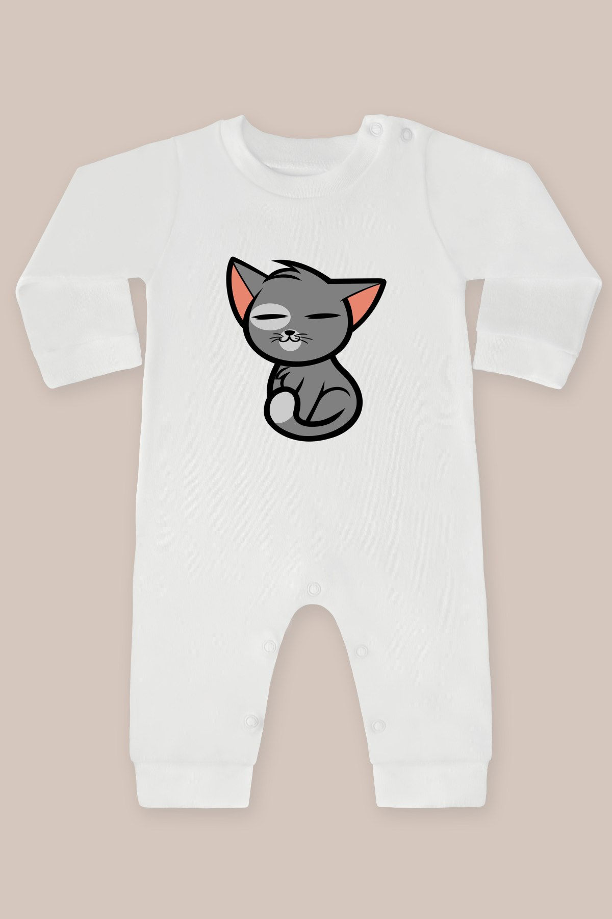 Sevimli Hayvanlar 22 Kedi Baskılı Uzun Kollu Tulum