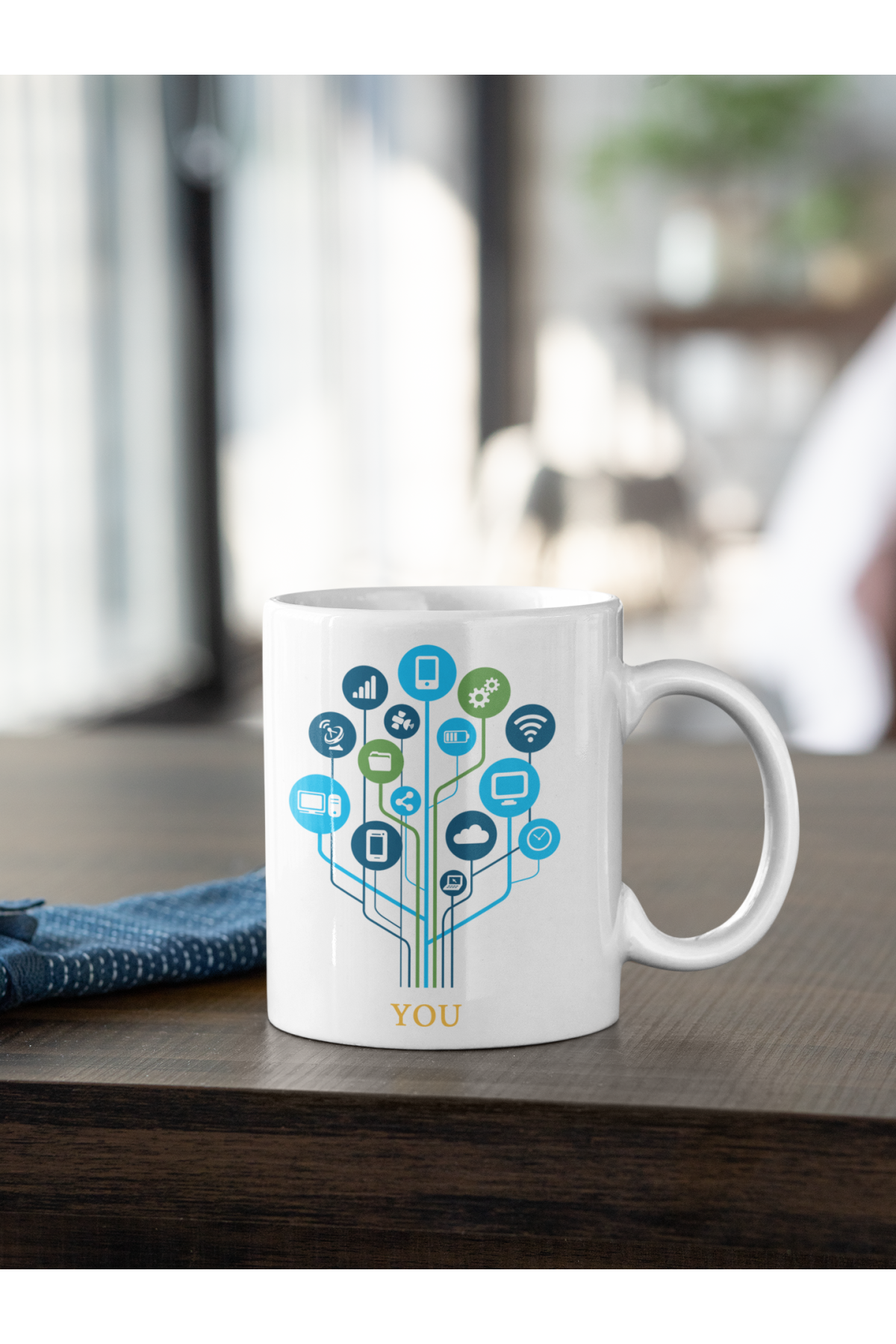 Network Ağ Bağlantısı Her şey Sana Bağlanır Baskılı Kupa Beyaz Porselen Mug