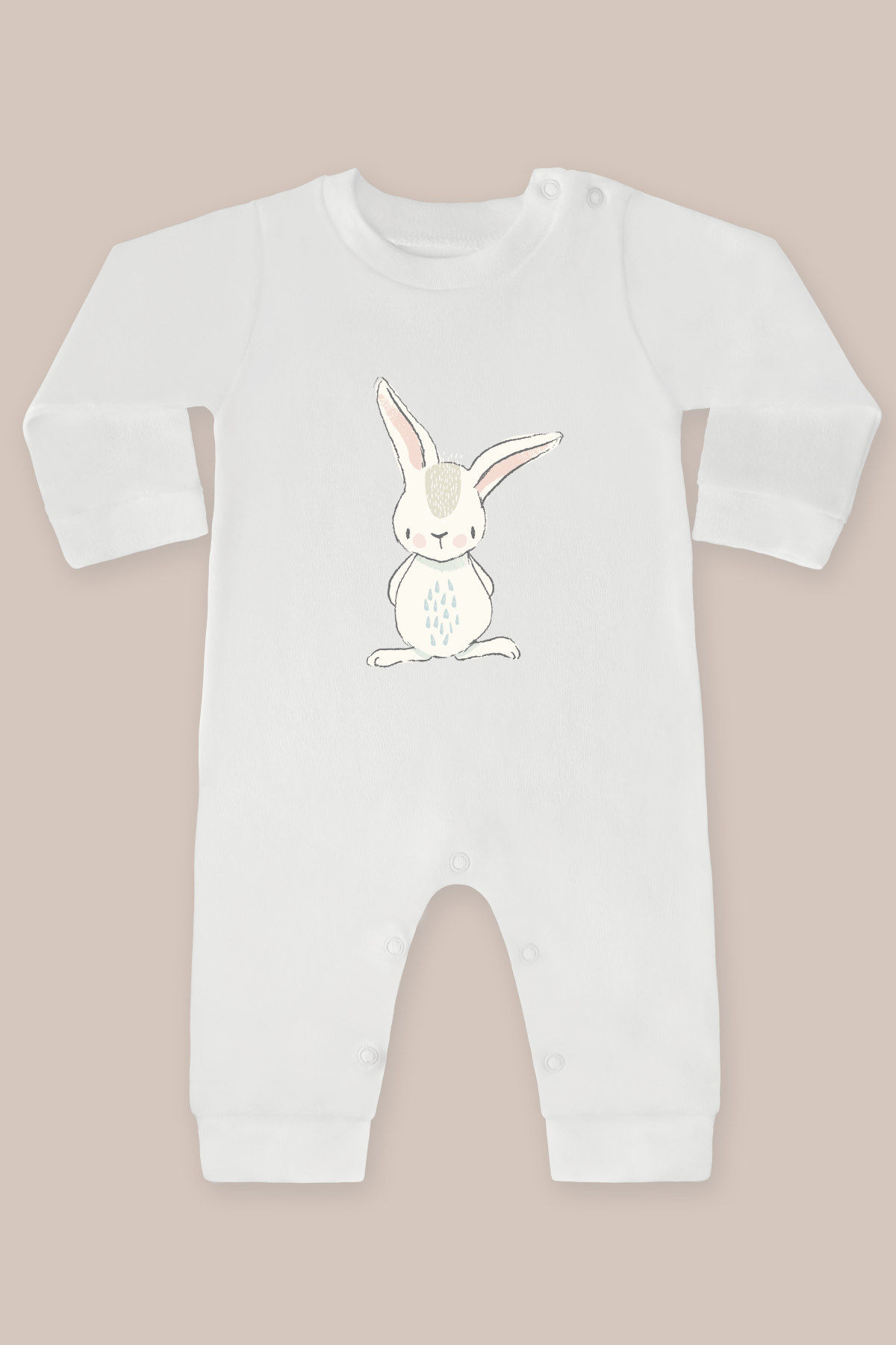 Fil ve Tavşan 16 Baskılı Uzun Kollu Tulum