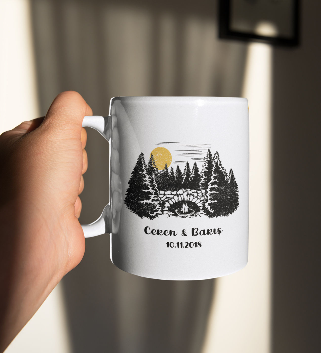 Kişiye Özel İsimli Kamp 14 Şubat Erkeğe Kadına Sevgililer Günü Hediyesi Kupa