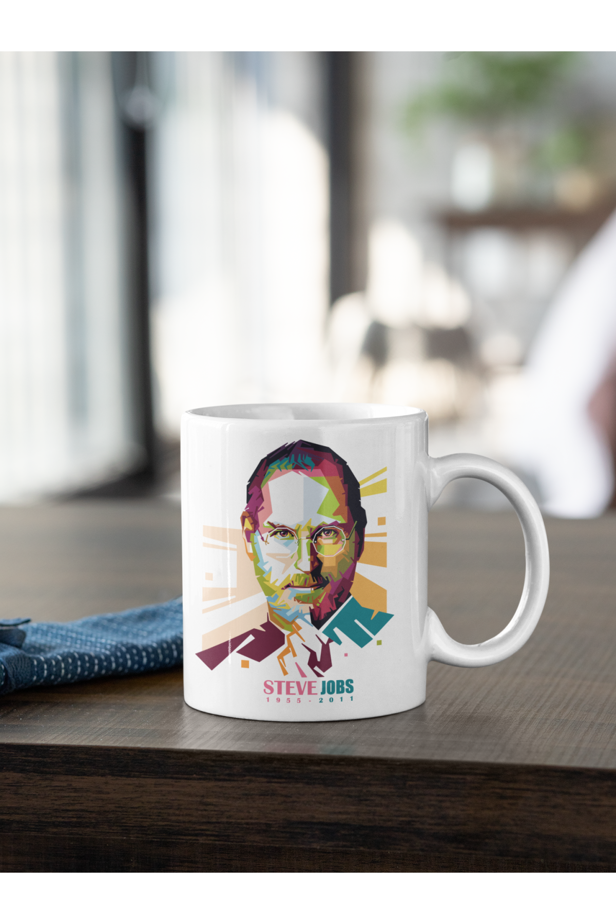 Apple Marka Ceo Steve Jobs Baskılı Kupa Beyaz Porselen Mug