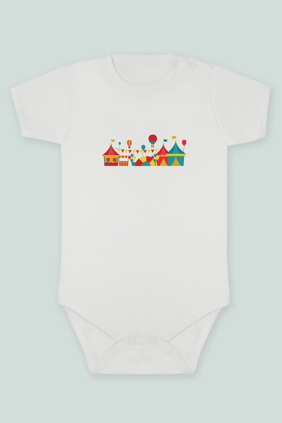 Sevimli Sirk Maymunu Ve Fil 12 Baskılı Kısa kollu Body Zıbın Badi