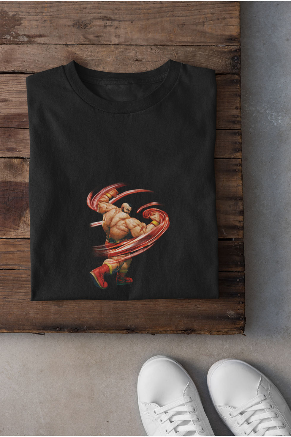 Küçük resim: Street Fighter Zangief Karakter Baskılı Tişört Kadın %100 Pamuk