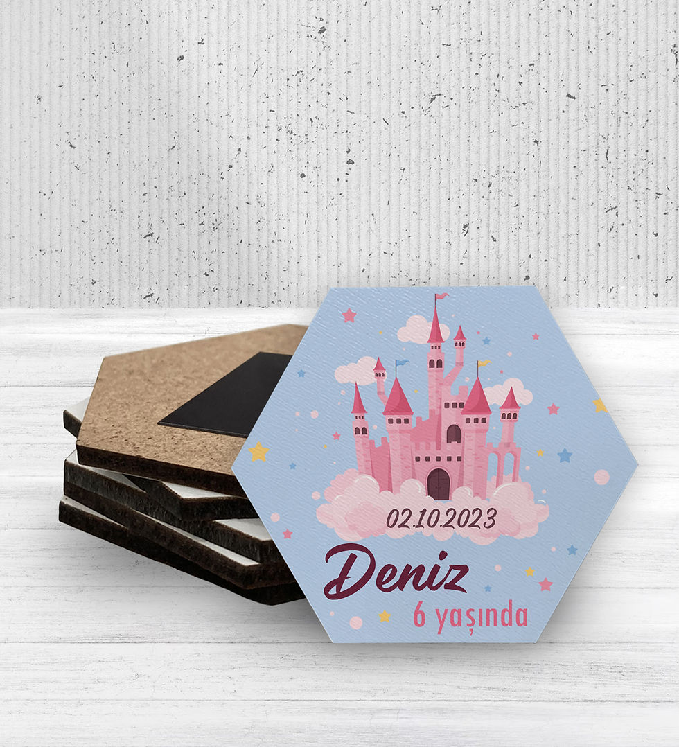 Küçük resim: Kişiye Özel İsimli Bebek Kız Çocuk Doğum Günü Magneti Hediyelik Ahşap Mdf