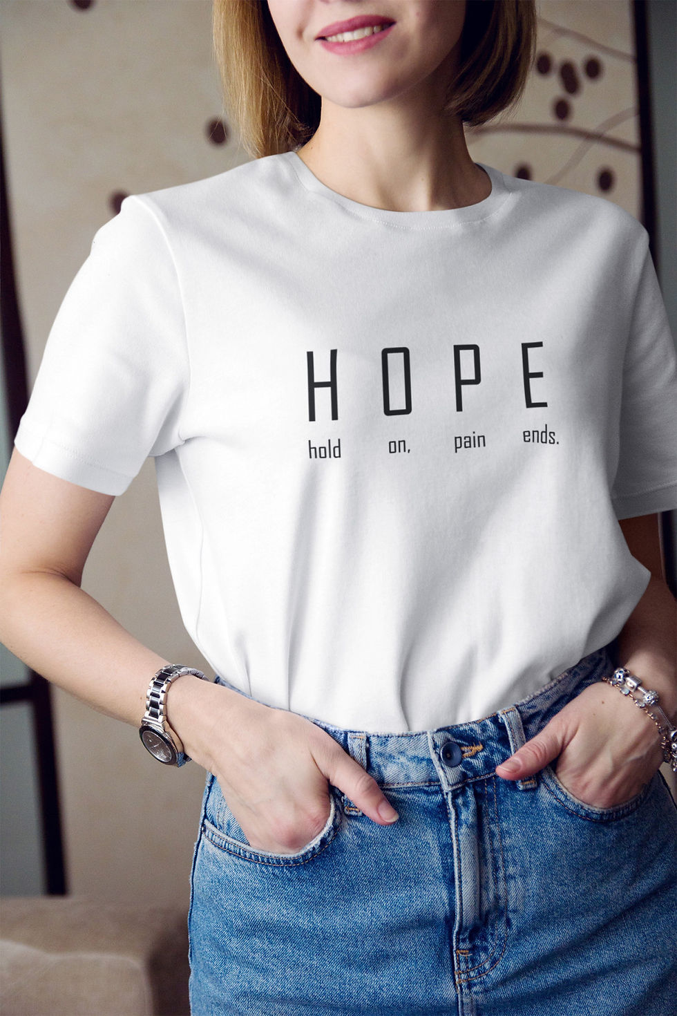 Küçük resim: Hope Umut Yazı Baskılı Tişört Baskılı Tişört Kadın %100 Pamuk