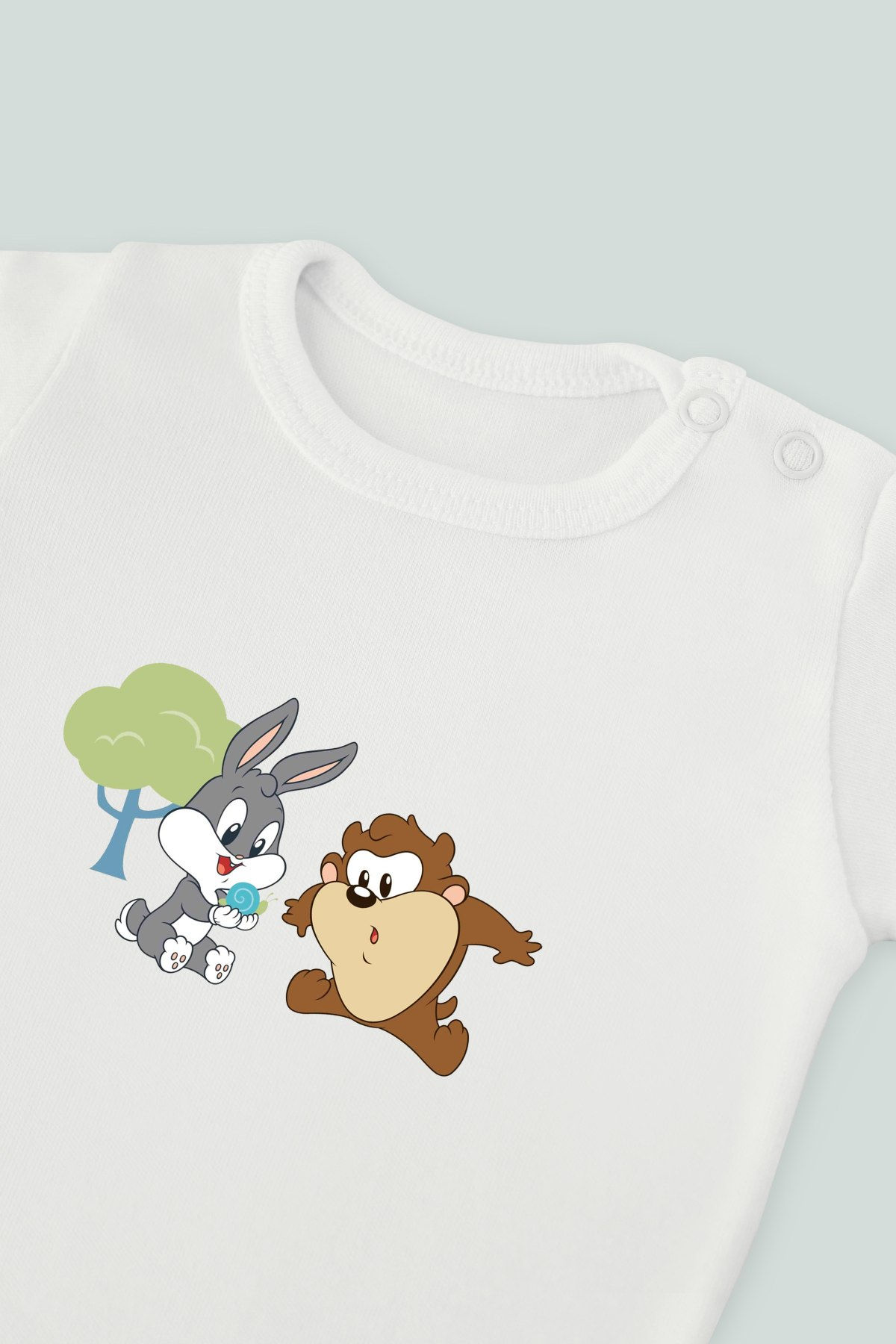 Tazmanya Canavarı Bugs Bunny Baskılı Bebek Kolsuz Atlet Body Zıbın Badi