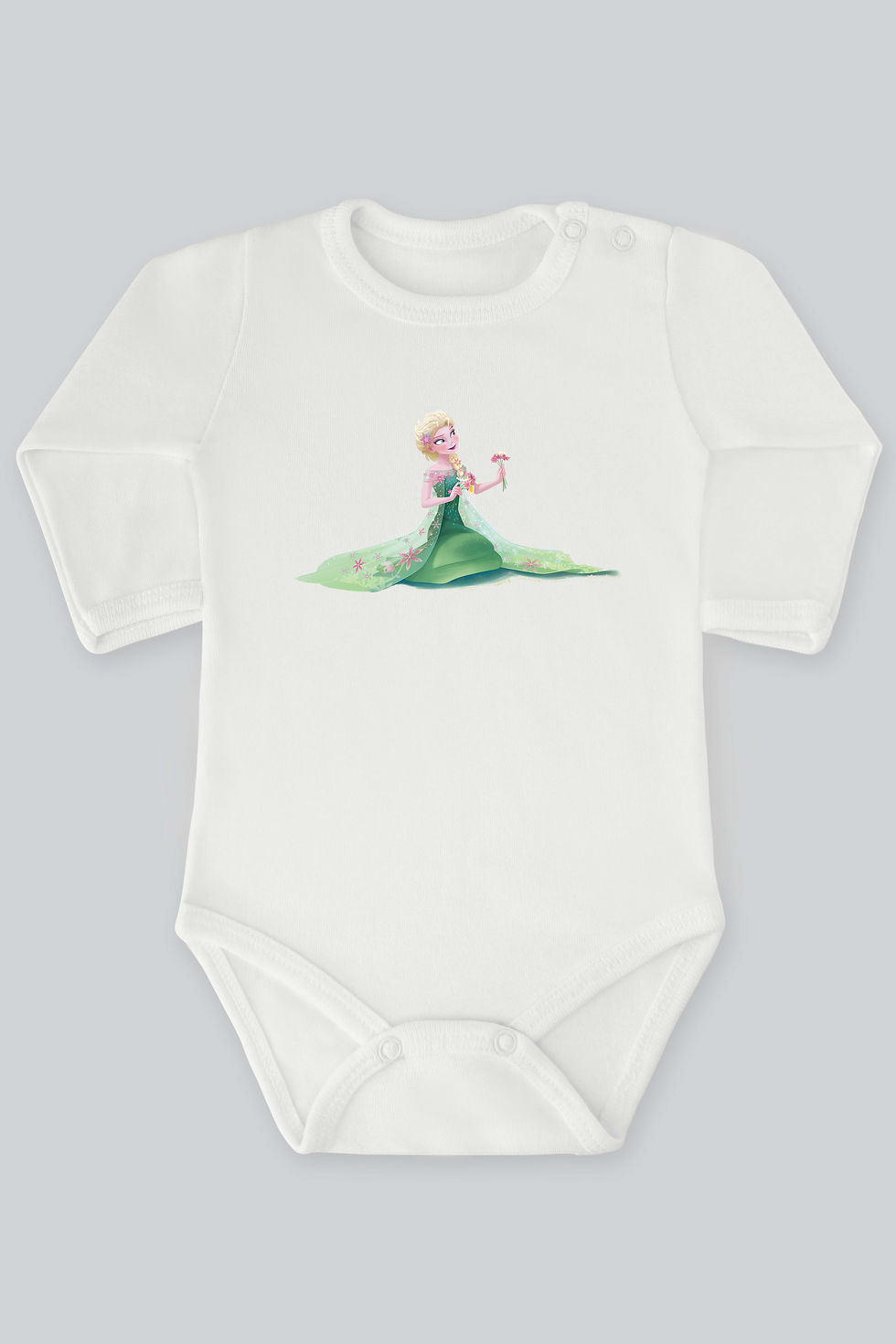 Karlar Ülkesi Frozen 22 Elsa Baskılı Bebek Çıt çıtlı Zıbın Badi %100 Pamuk