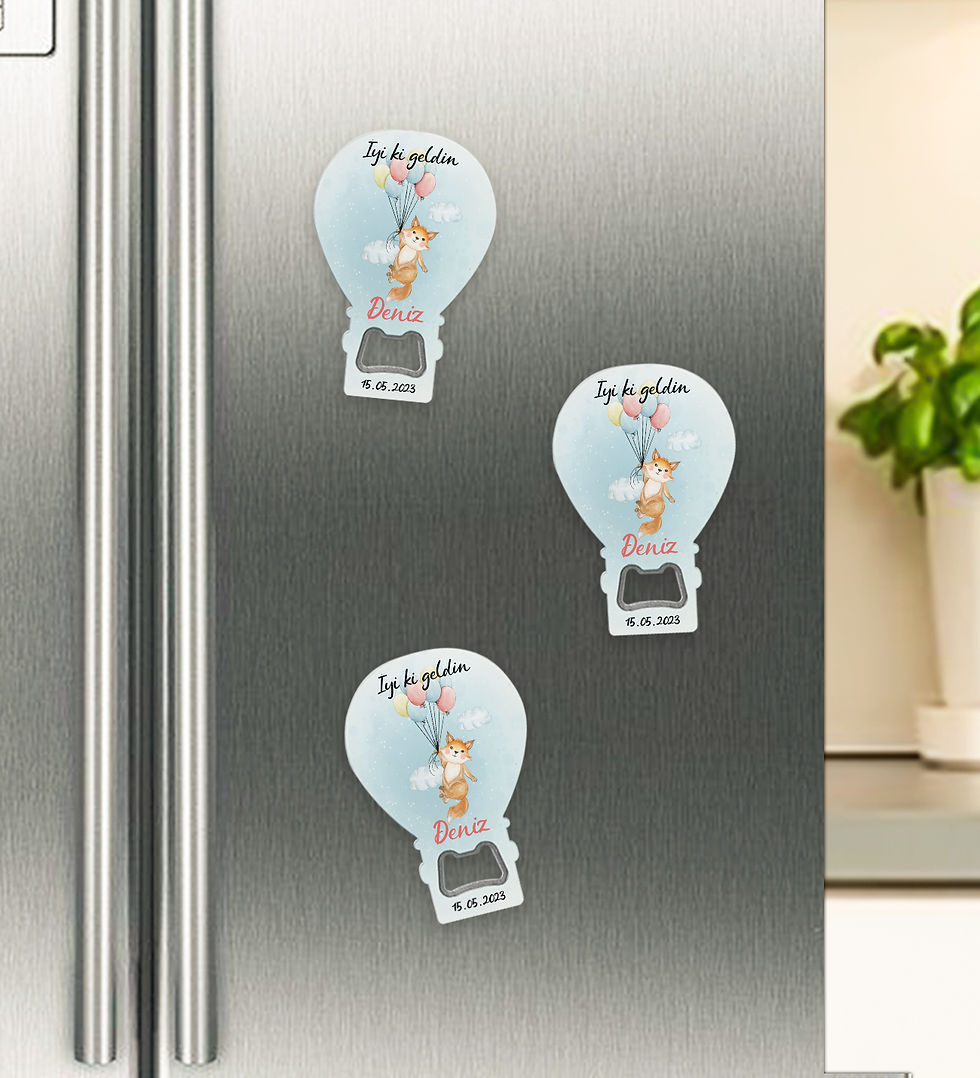 Küçük resim: Kişiye Özel İsimli Çocuk Bebek Doğum Baby Shower Hediyesi Balon Açacak Magnet