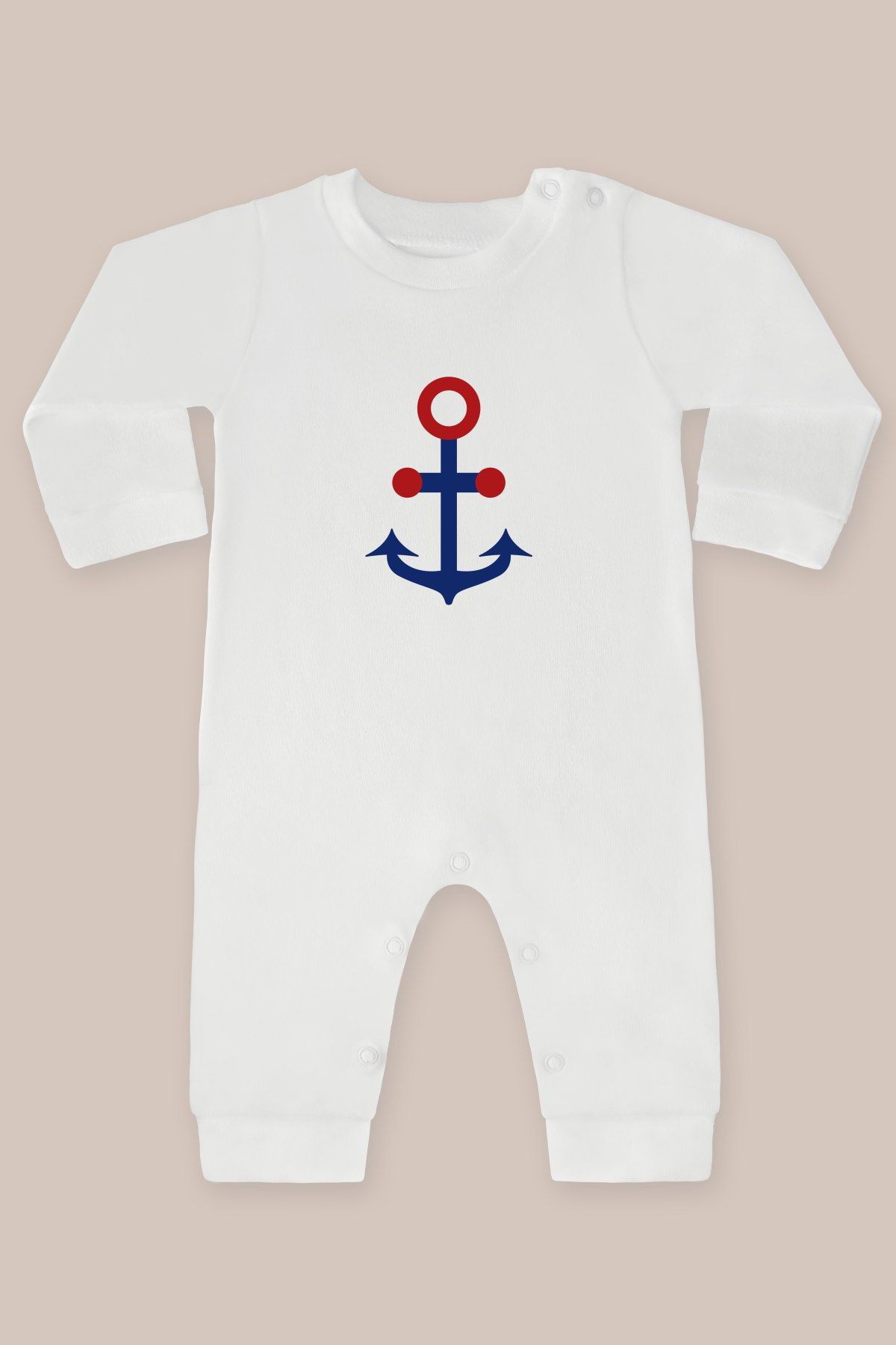 Denizci 11 Gemi Çapası Baskılı Uzun Kollu Tulum