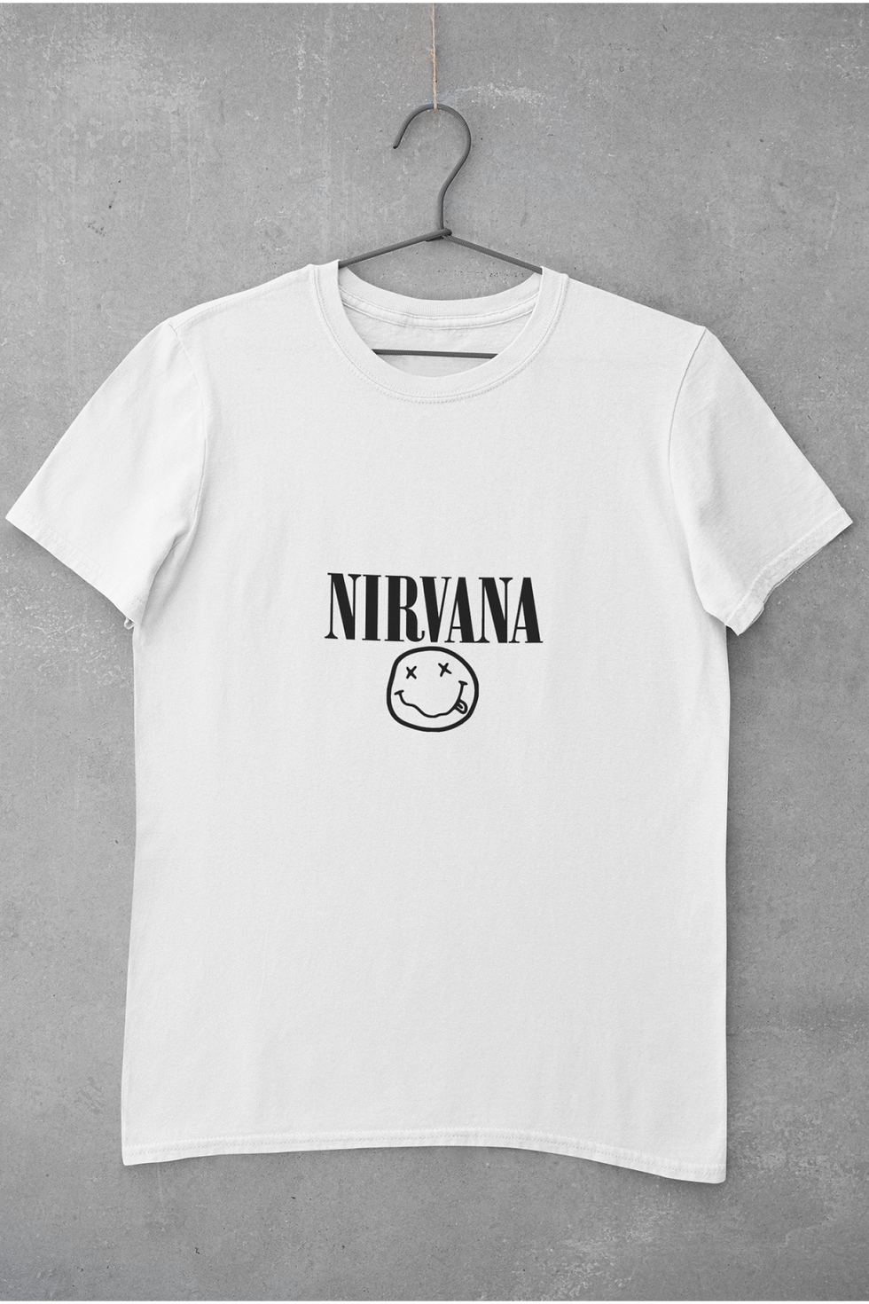 Küçük resim: Nirvana Logo Siyah Beyaz Baskılı Tişört Erkek %100 Pamuk