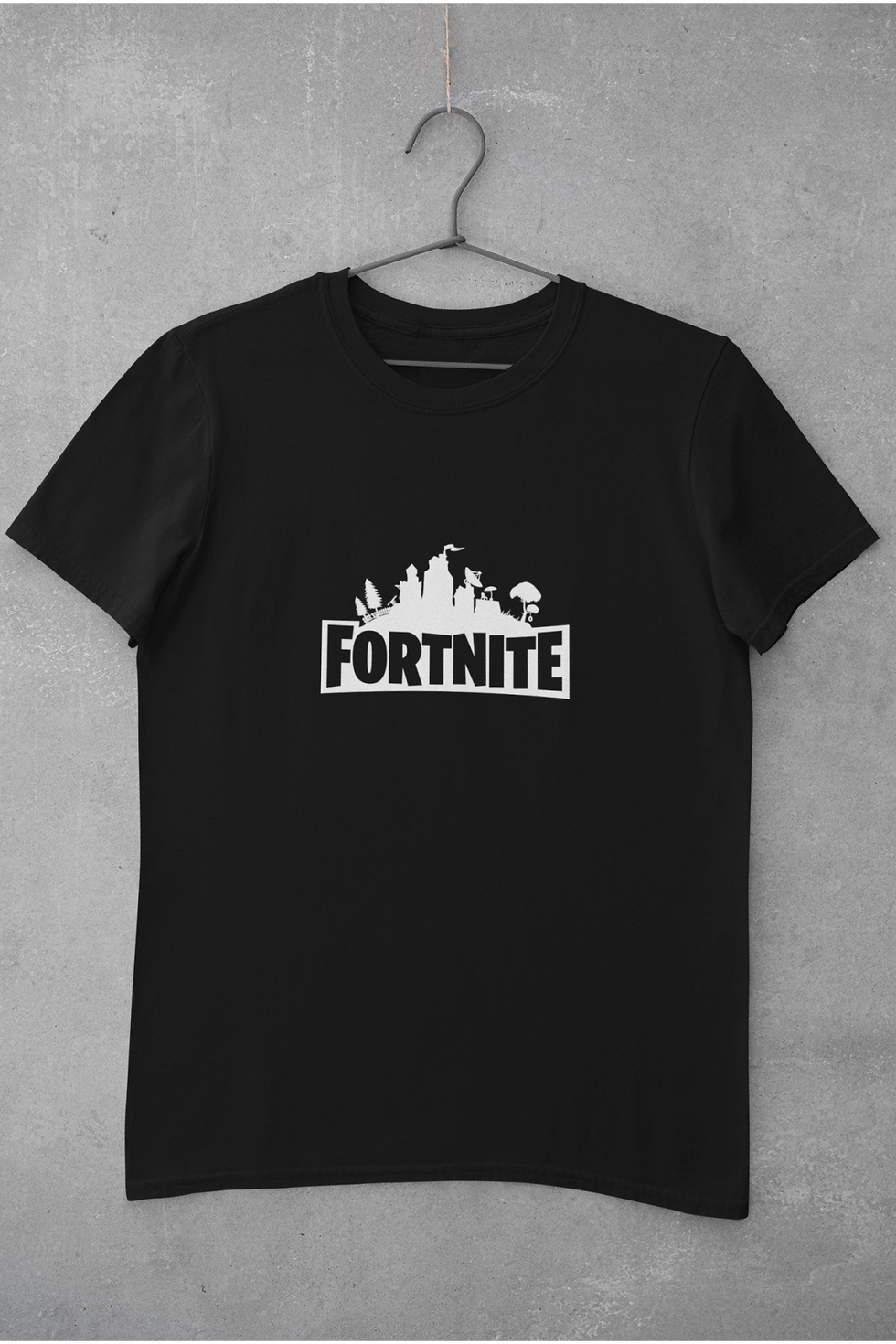 Fortnite Logo Siyah Beyaz Baskılı Tişört Kadın %100 Pamuk