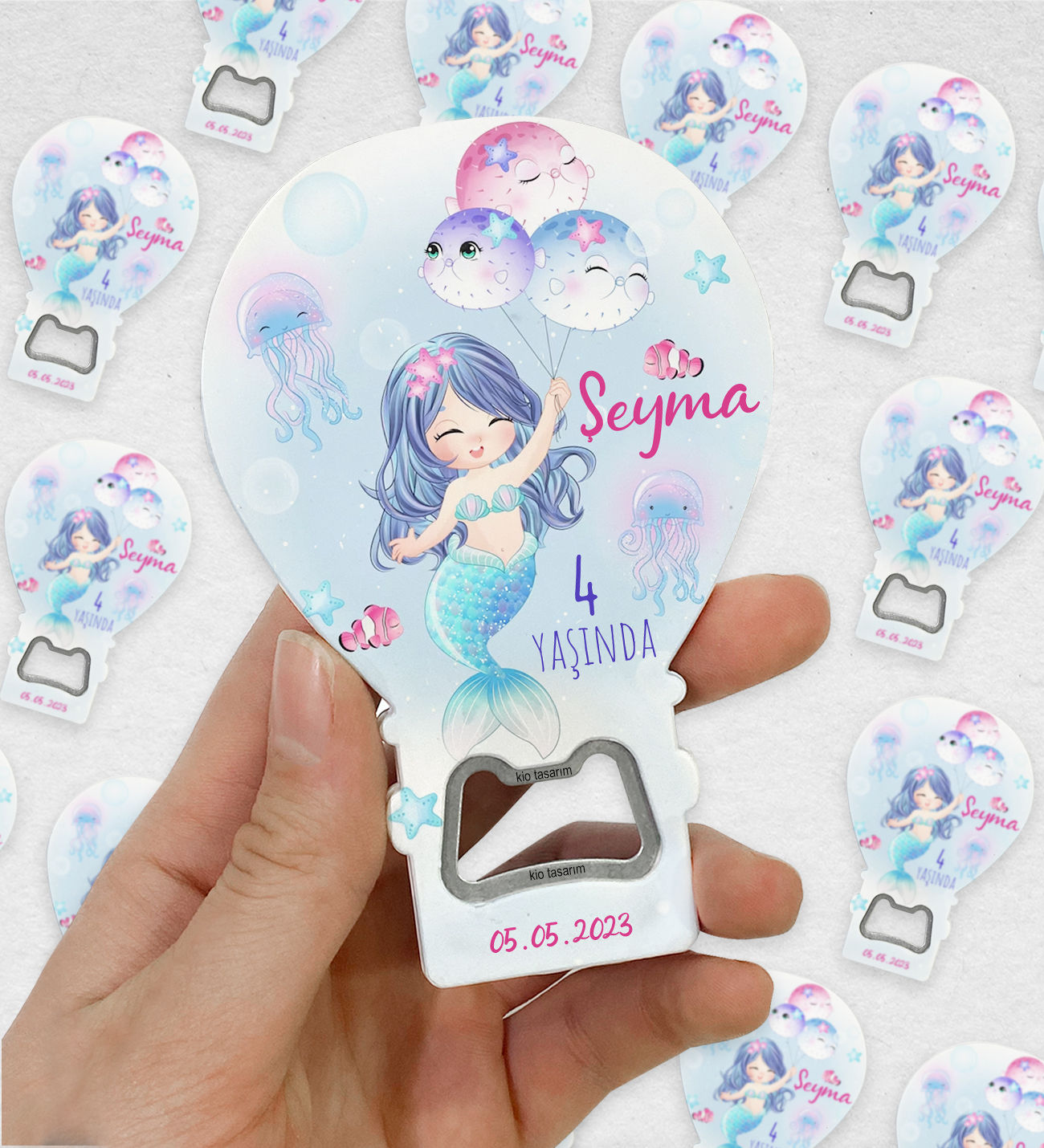 Kişiye Özel İsimli Çocuk Bebek Doğum Günü Hediyesi Balon Açacak Magnet
