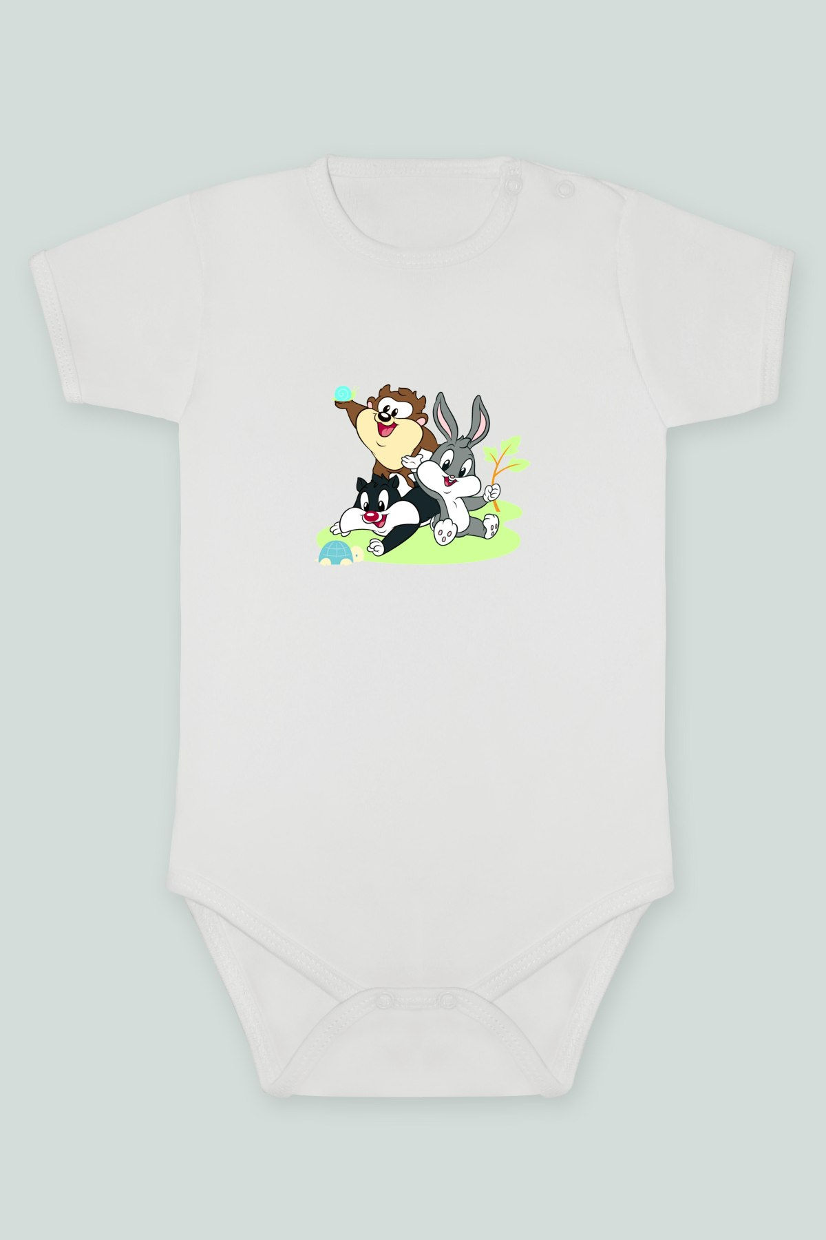 Tazmanya Sylvester Bugs Bunny Baskılı Kısa kollu Body Zıbın Badi