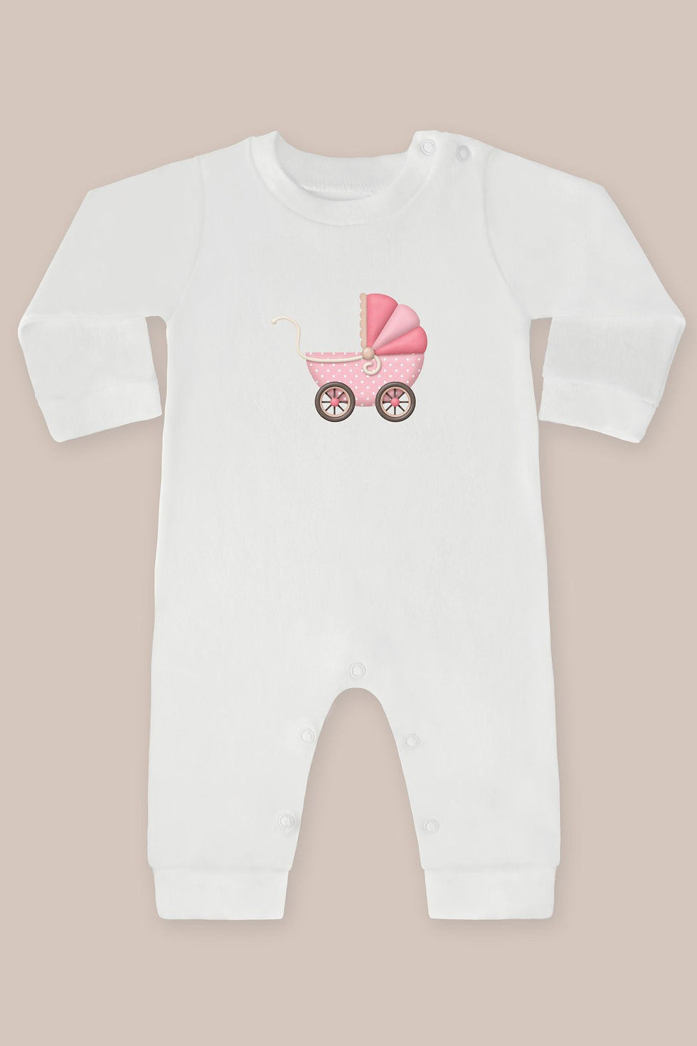 Bebek Eşyaları 20 Bebek Arabası Baskılı Uzun Kollu Tulum