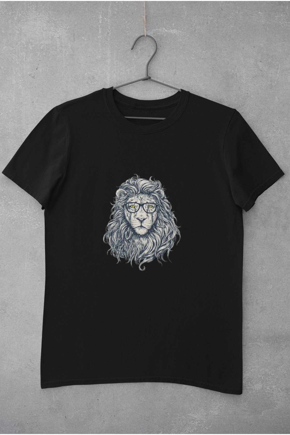Yeleli Aslan Çizim Baskılı Tişört Kadın %100 Pamuk