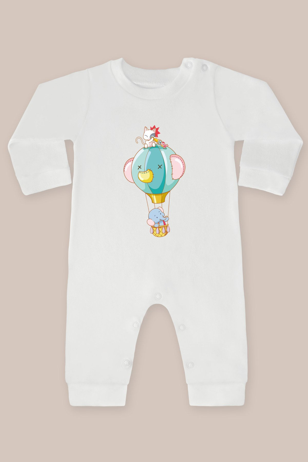 Sevimli Hayvanlar 11 Baskılı Uzun Kollu Tulum