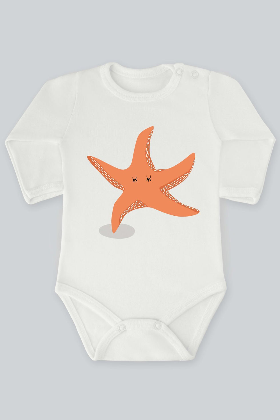 Sevimli Balık Serisi 2 Baskılı Uzun Kollu Bebek Body Zıbın Badi