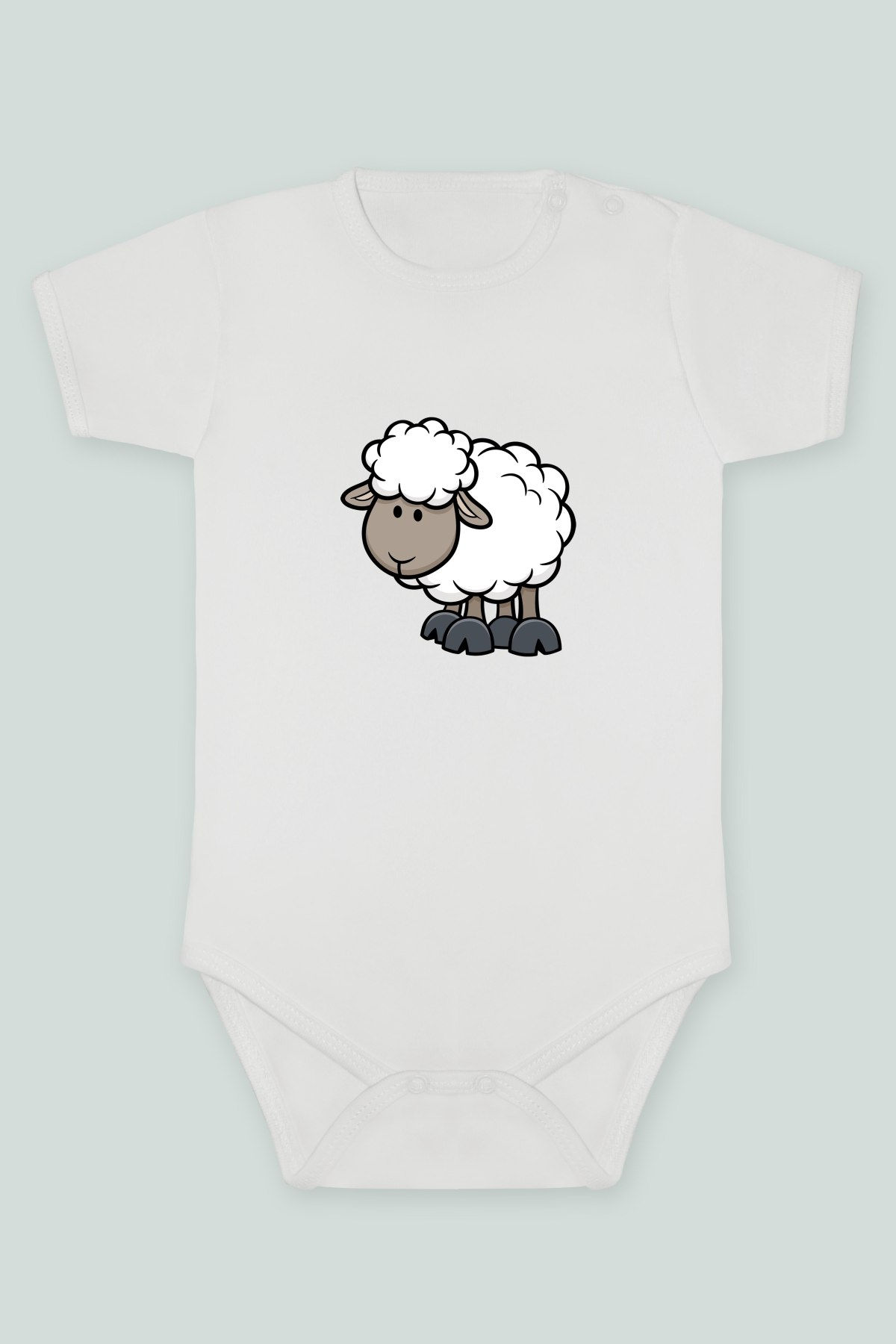 Sevimli Hayvanlar 43 Kuzu Baskılı Kısa kollu Body Zıbın Badi