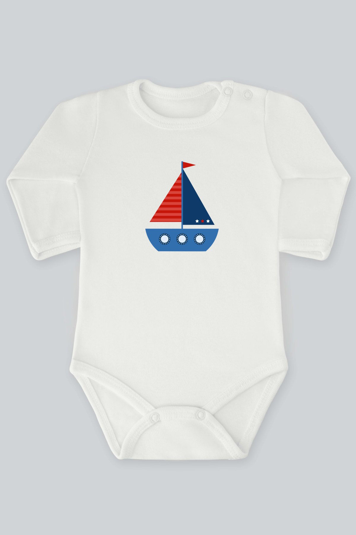 Denizci 9 Yelkenli Gemi Baskılı Kısa kollu Body Zıbın Badi