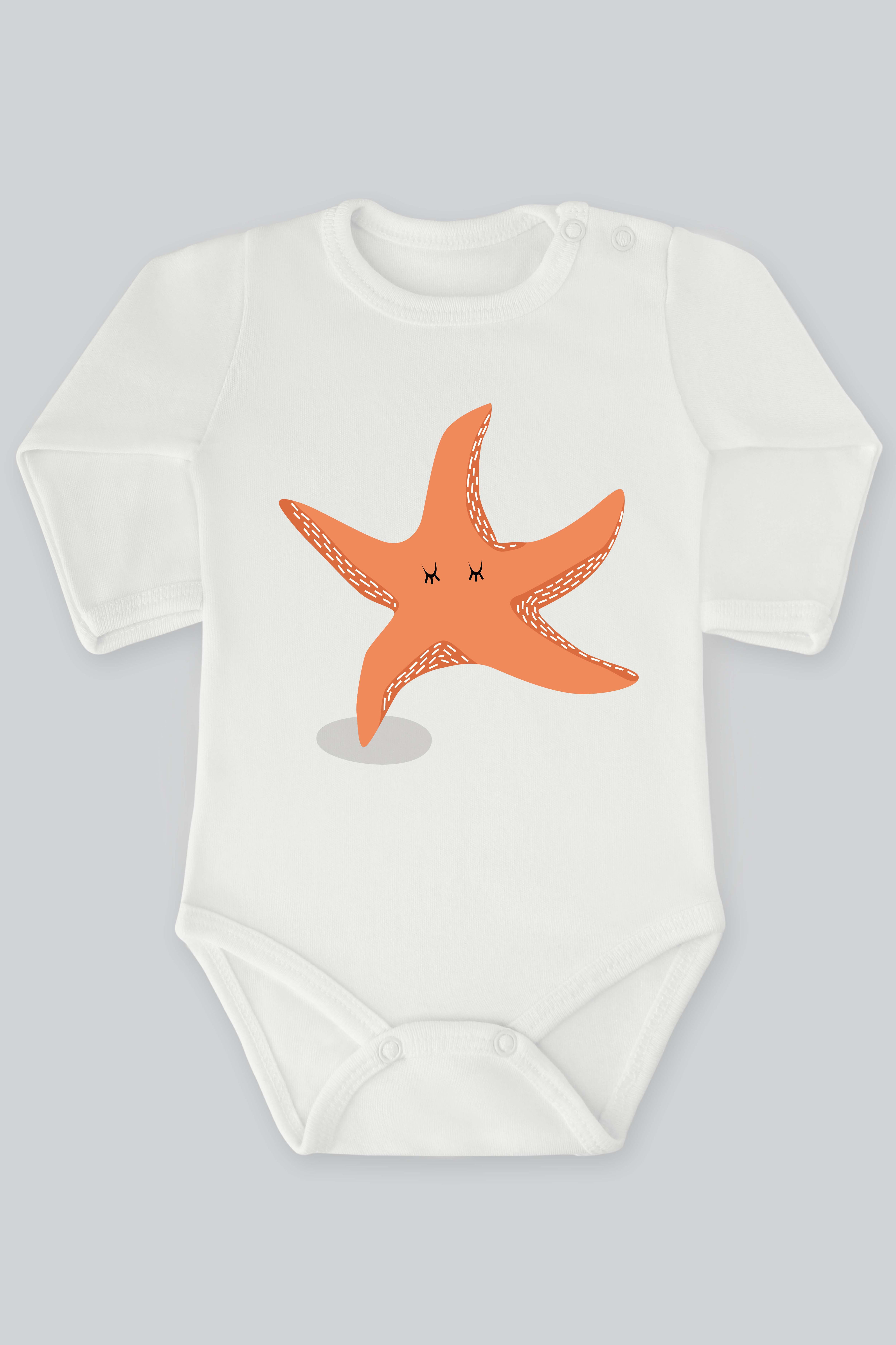 Sevimli Balık Serisi 2 Baskılı Bebek Çıt çıtlı Zıbın Badi %100 Pamuk