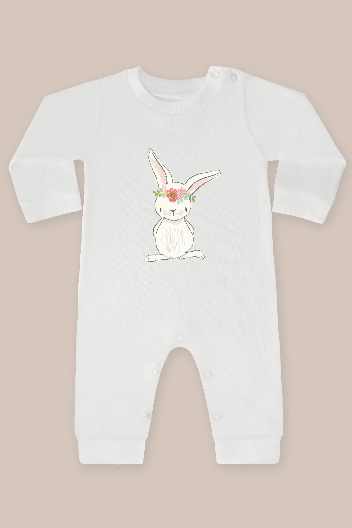 Fil ve Tavşan 17 Baskılı Uzun Kollu Tulum