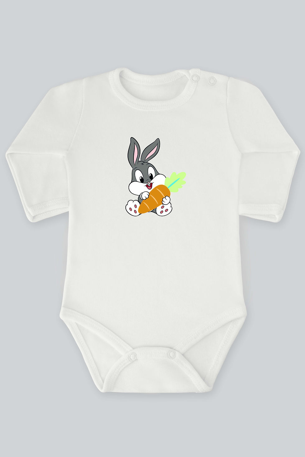 Looney Tunes Bugs Bunny Baskılı Bebek Çıt çıtlı Zıbın Badi %100 Pamuk