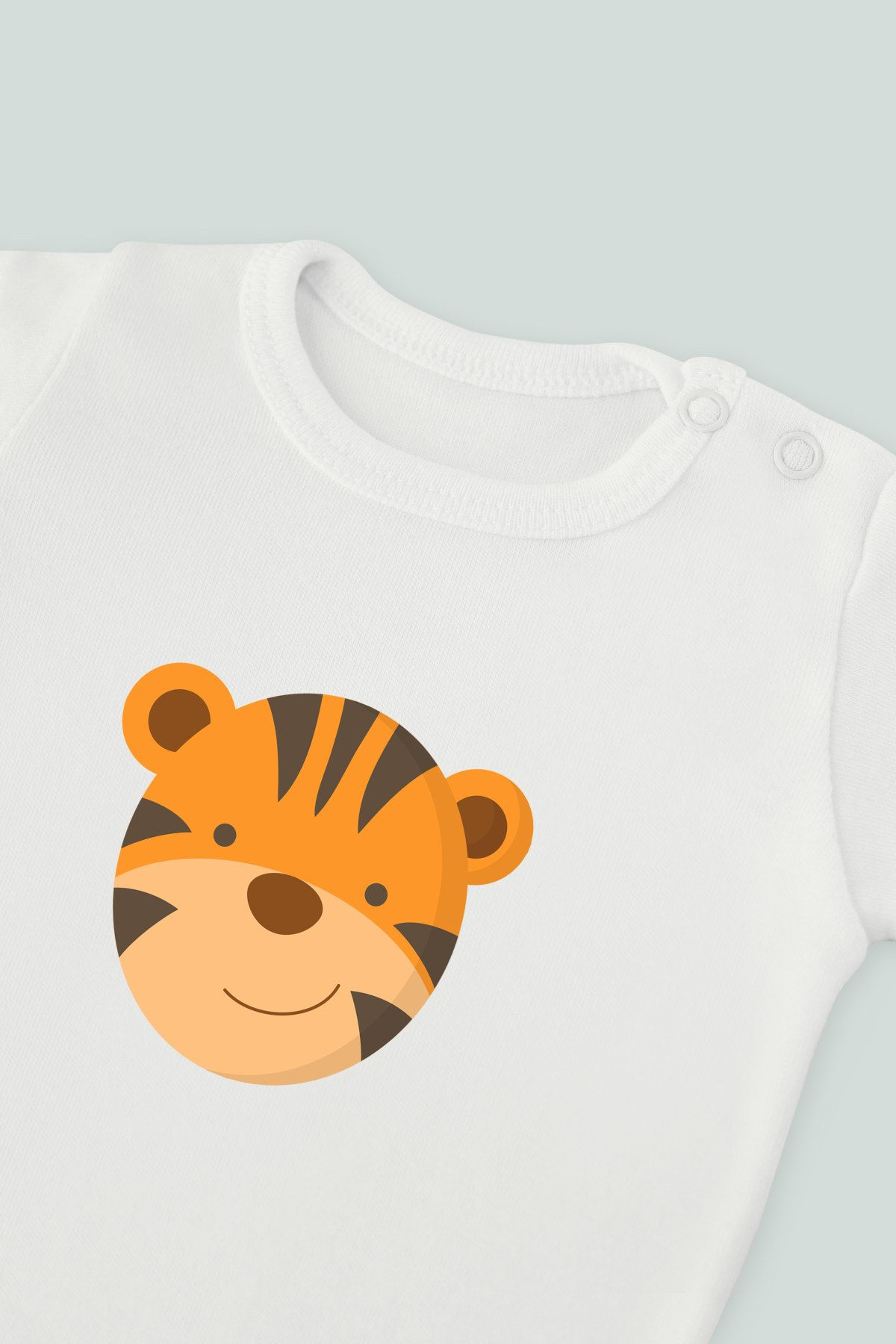 Sevimli Hayvanlar 39 Kaplan Kafası Baskılı Bebek Kolsuz Atlet Body Zıbın Badi