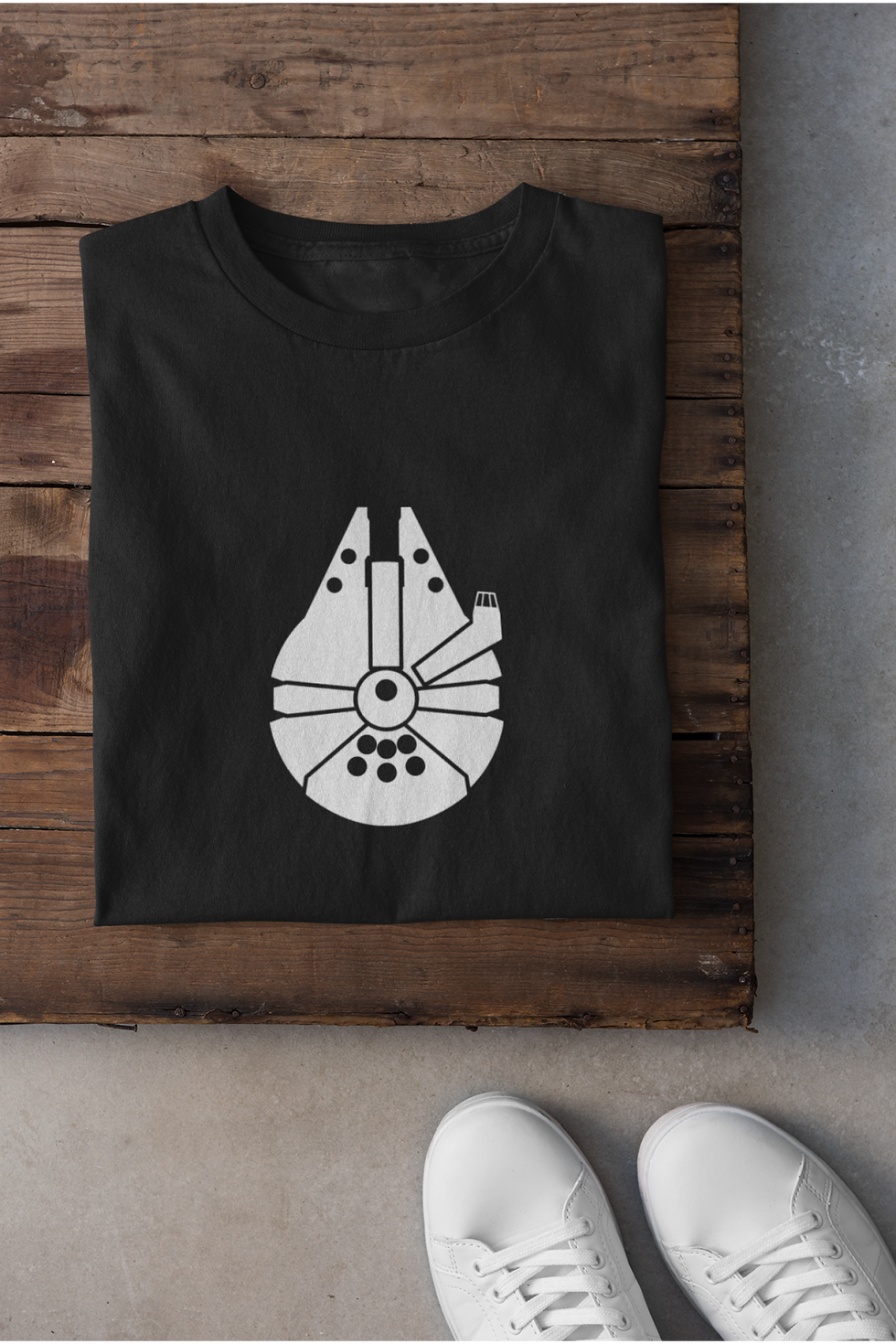 Küçük resim: Star Wars Millenium Falcon Uzay Gemisi Baskılı Tişört Erkek %100 Pamuk