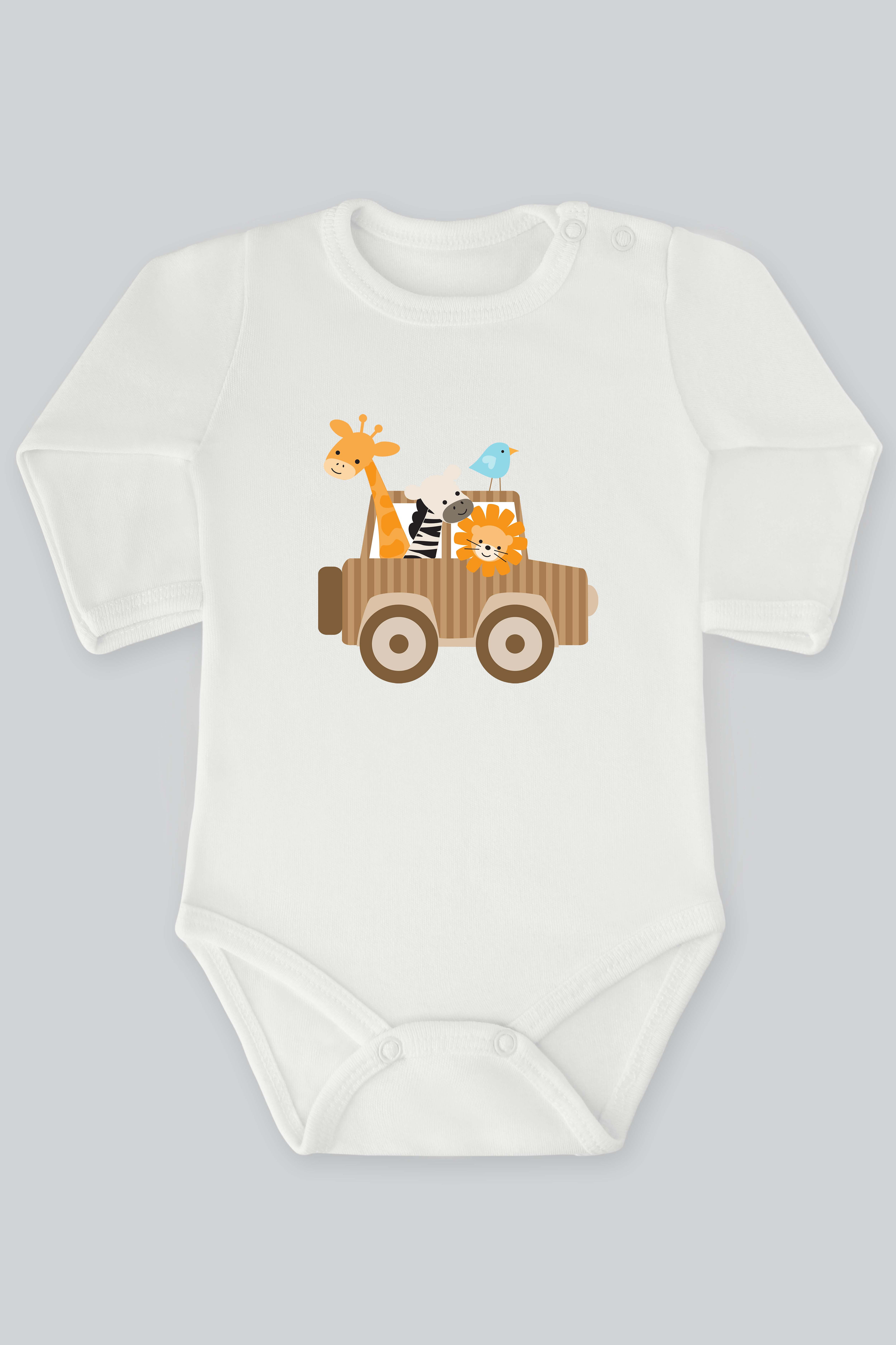 Sevimli Hayvanlar 10 Baskılı Bebek Çıt çıtlı Zıbın Badi %100 Pamuk