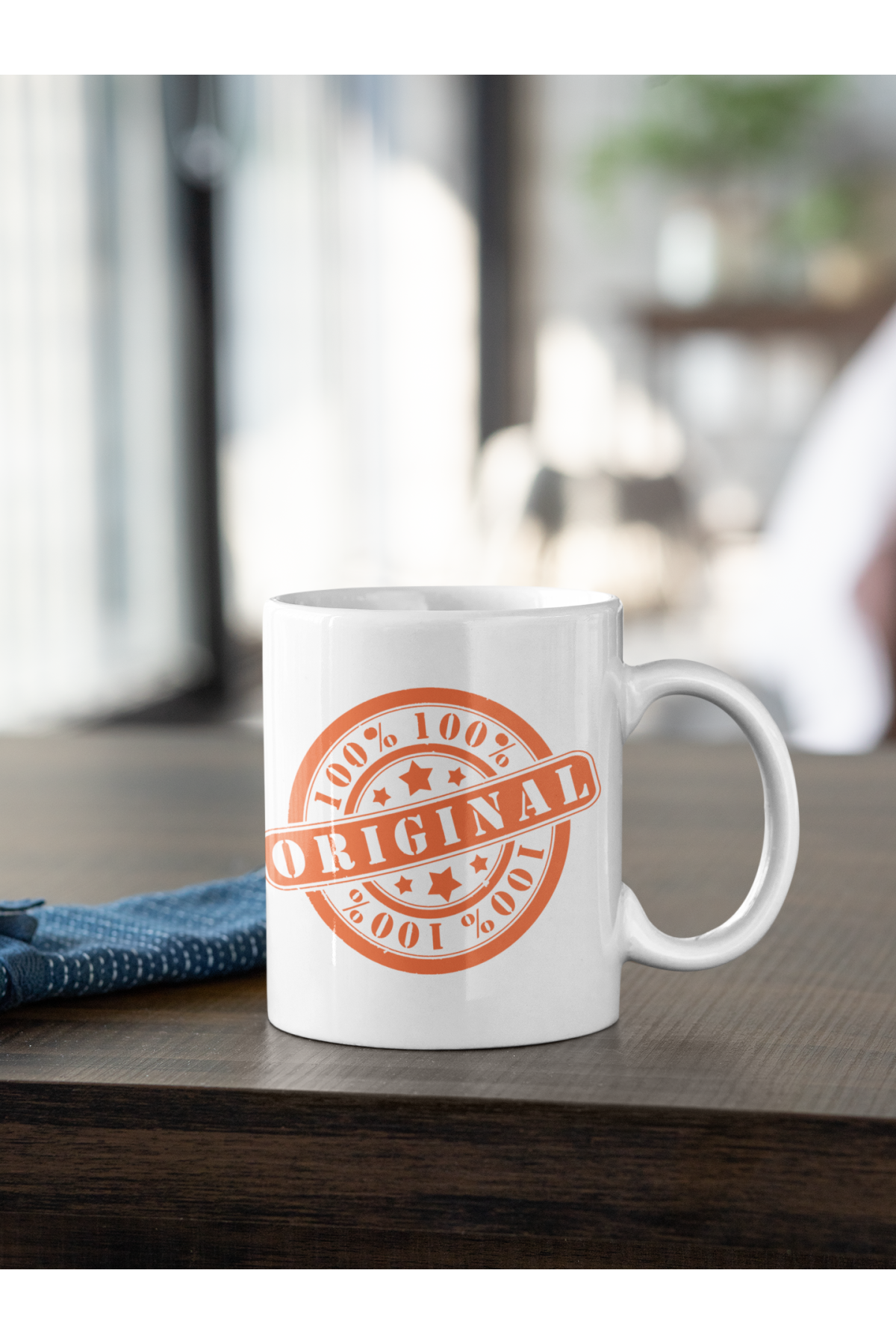 100% Original Damga Baskılı Kupa Beyaz Porselen Mug