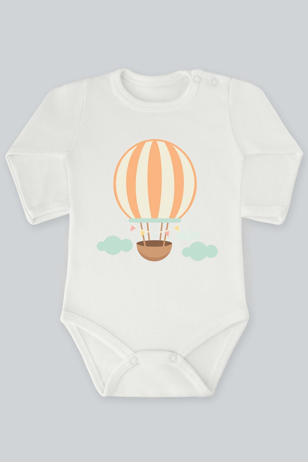 Sevimli Balon Serisi 1 Baskılı Uzun Kollu Bebek Body Zıbın Badi