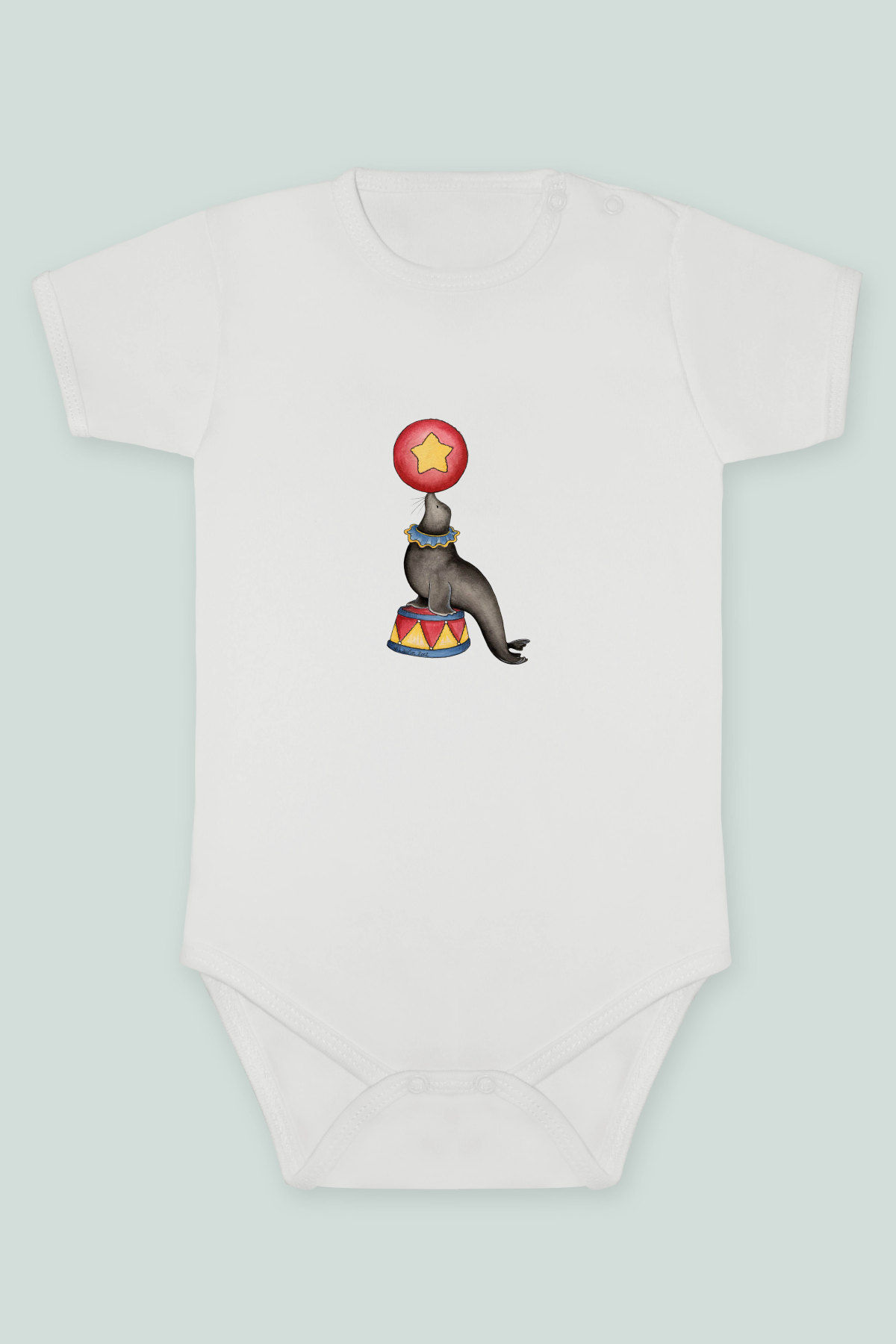 Sevimli Sirk Maymunu Ve Fil 13 Baskılı Kısa kollu Body Zıbın Badi