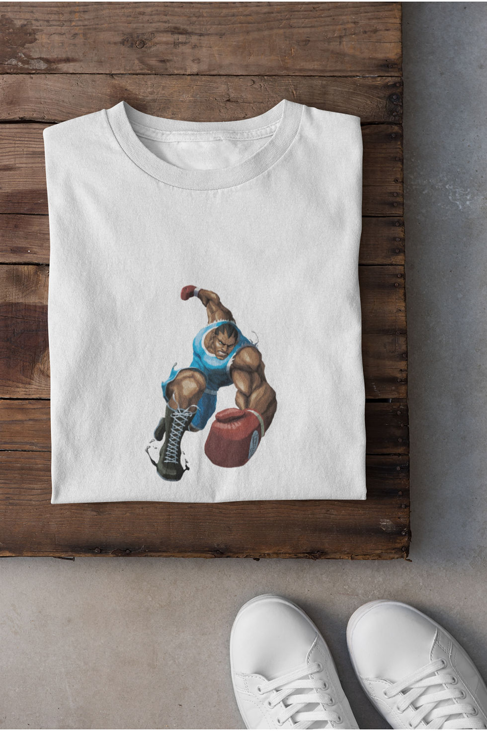 Küçük resim: Street Fighter Balrog Karakteri Baskılı Tişört Kadın %100 Pamuk