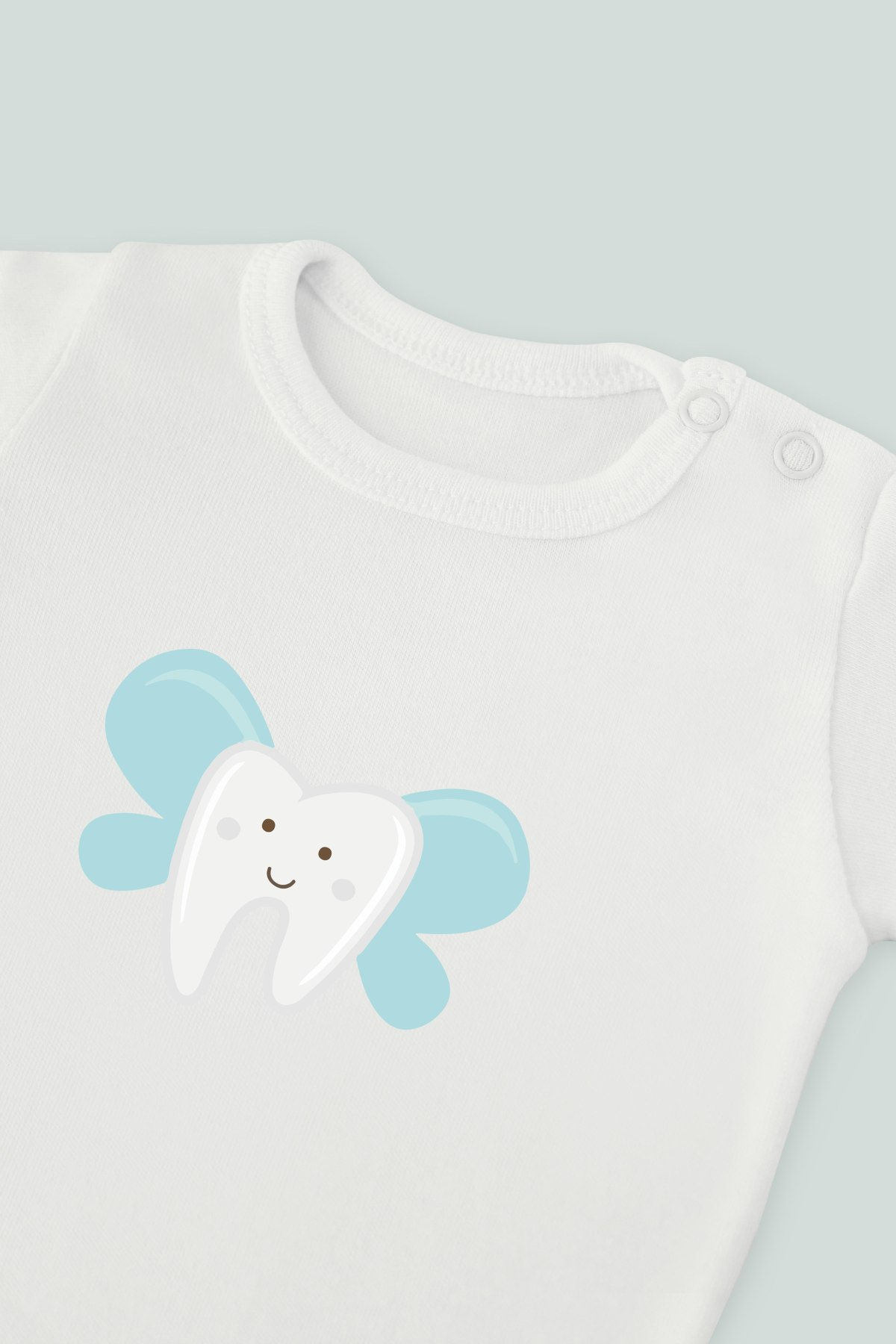 Mavi Kanatlı Diş Perisi Baskılı Bebek Kolsuz Atlet Body Zıbın Badi